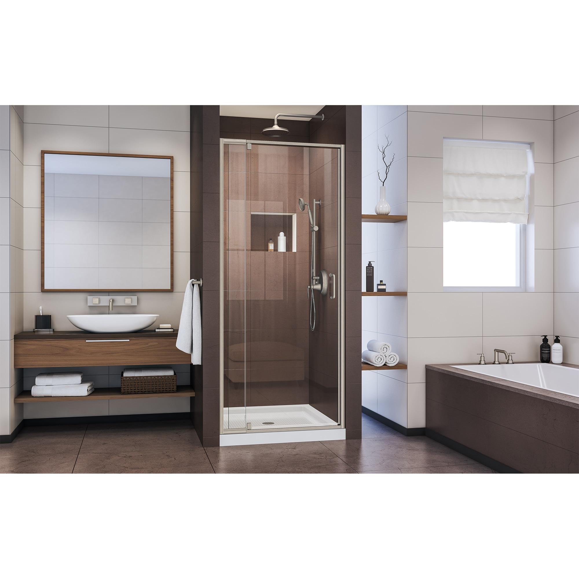 Flex 32" W x 72" H Pivot Frameless Shower Door with Clear Max Technology