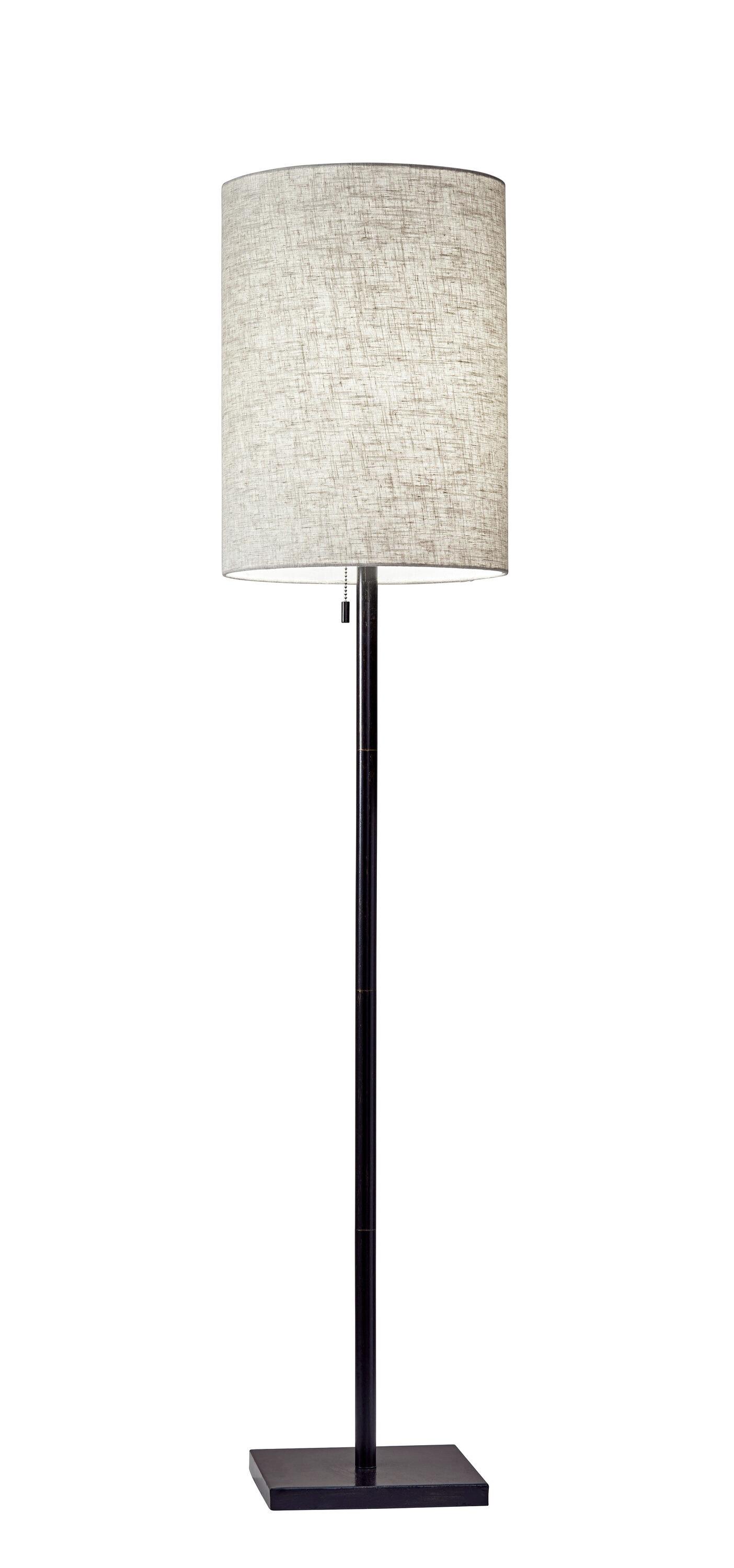 60.5" Liam Floor Lamp Golden Bronze - Adesso: Elegant Pull Chain, UL Listed, Beige Linen Shade