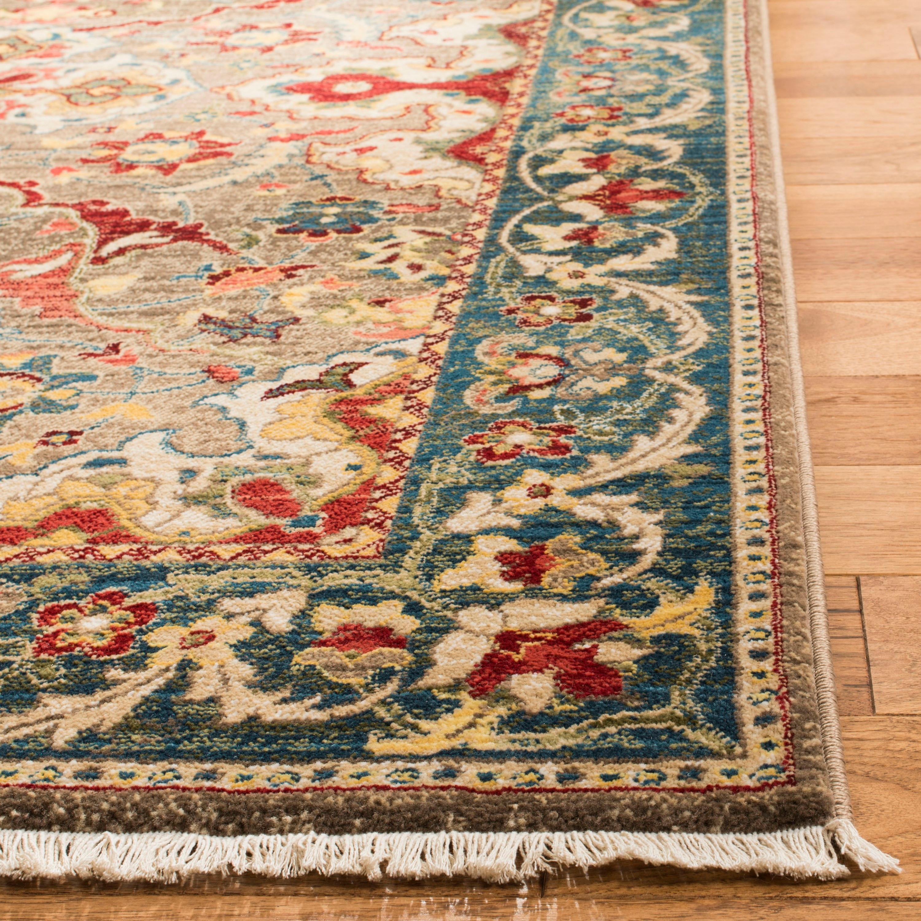 Kashan KSN307 Power Loomed Accent Rug - Taupe/Blue - 3'3"x4'10" - Safavieh