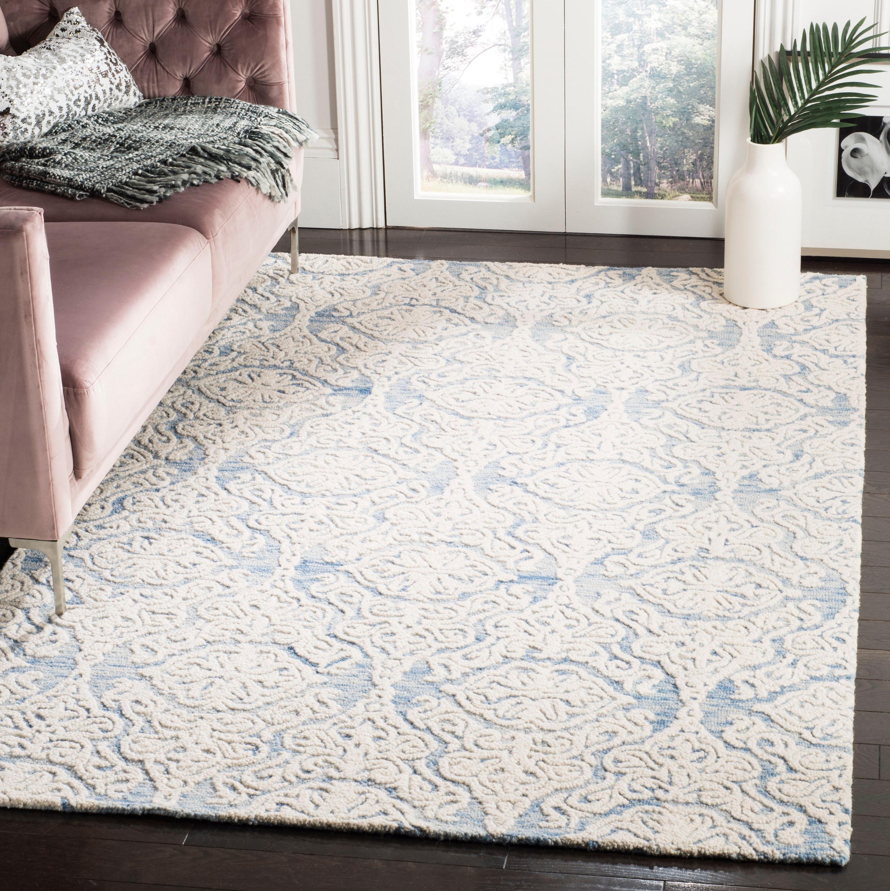 Blossom BLM112 Hand Tufted Indoor Accent Rug - Blue/Ivory - 3'x5' - Safavieh