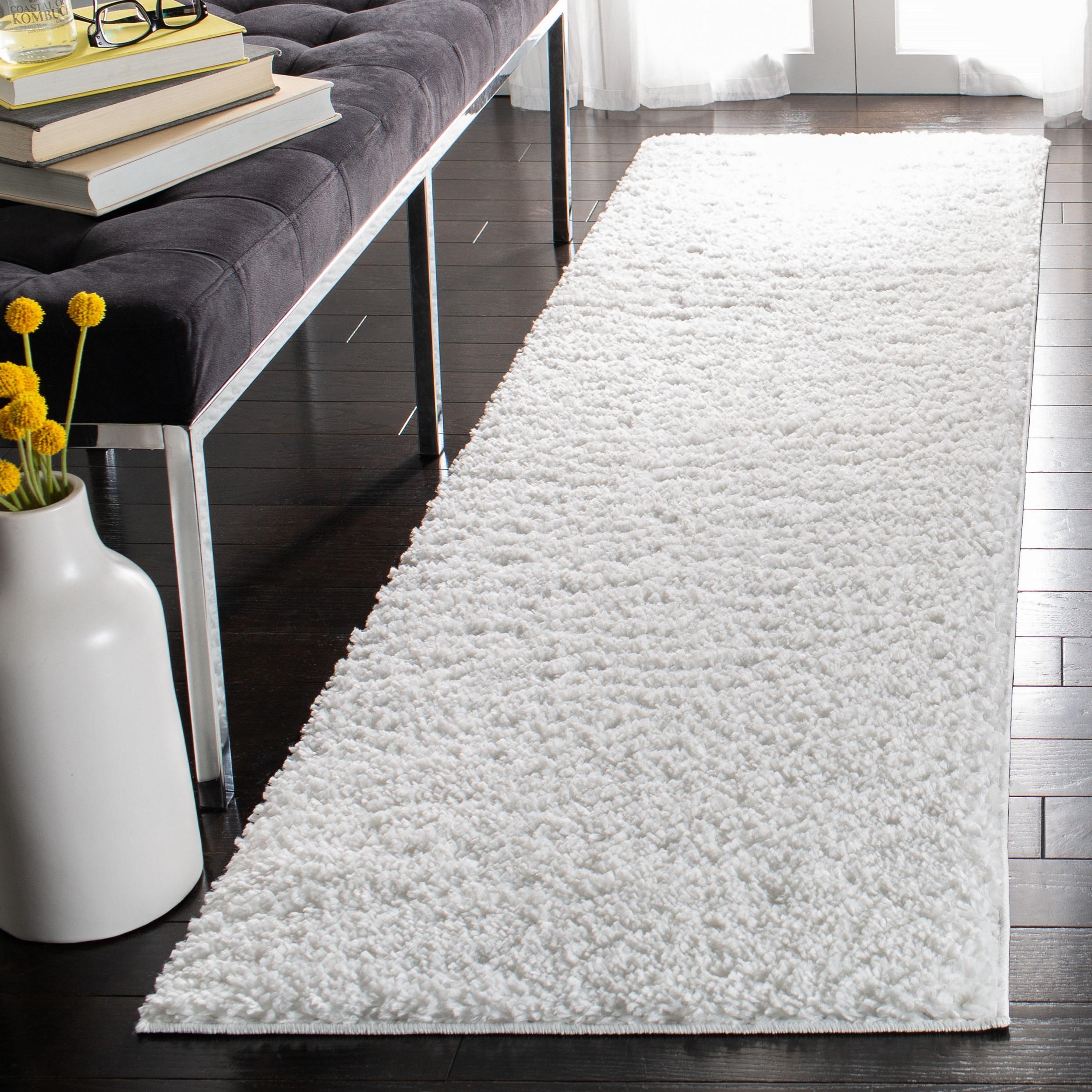 August Shag 900 AUG900 Power Loomed Indoor Runner Rug - White - 2'3"x6' - Safavieh