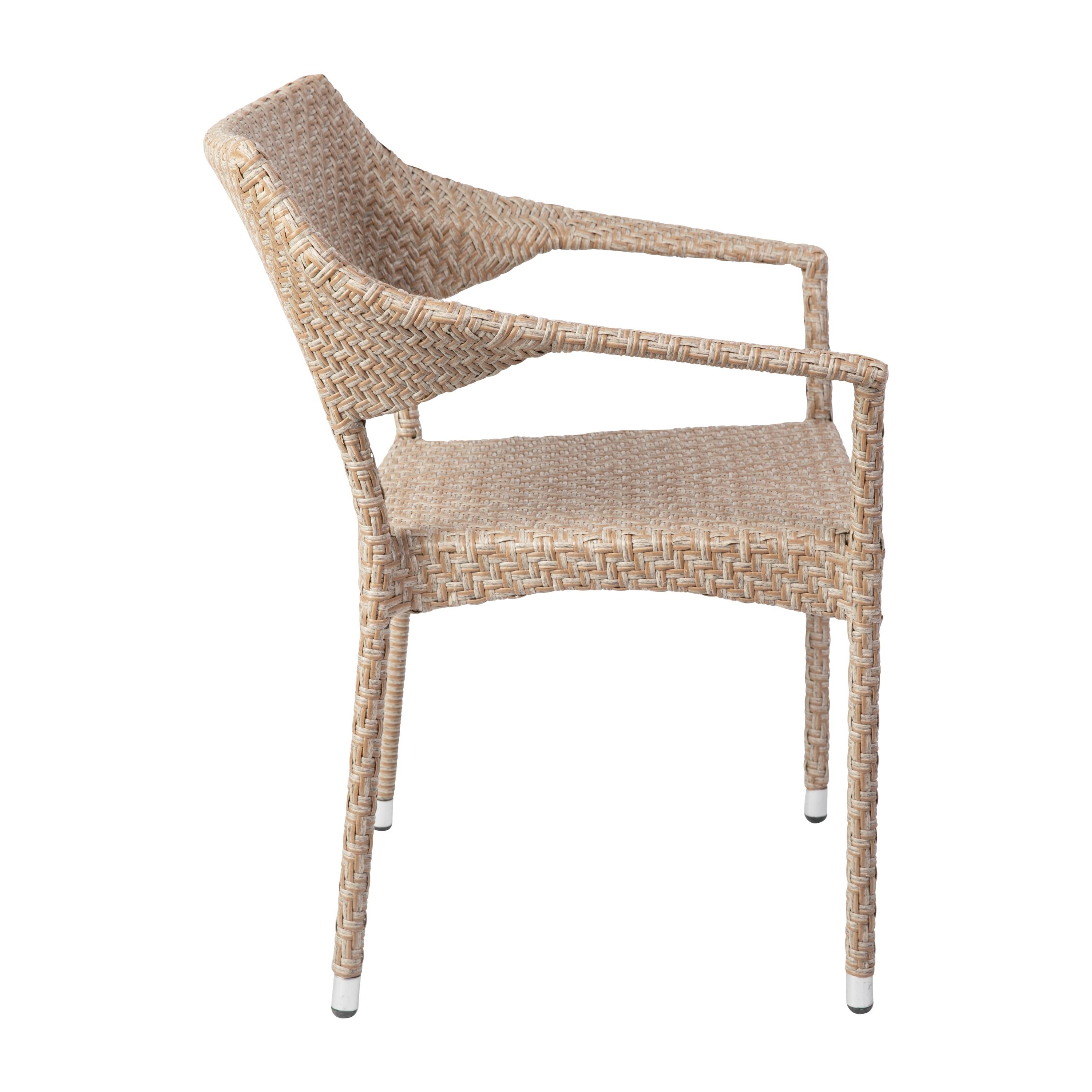 Flash Furniture Jace Commercial Grade Stacking Patio Chair, All Weather PE Rattan Wicker Patio Dining Chair in Natural