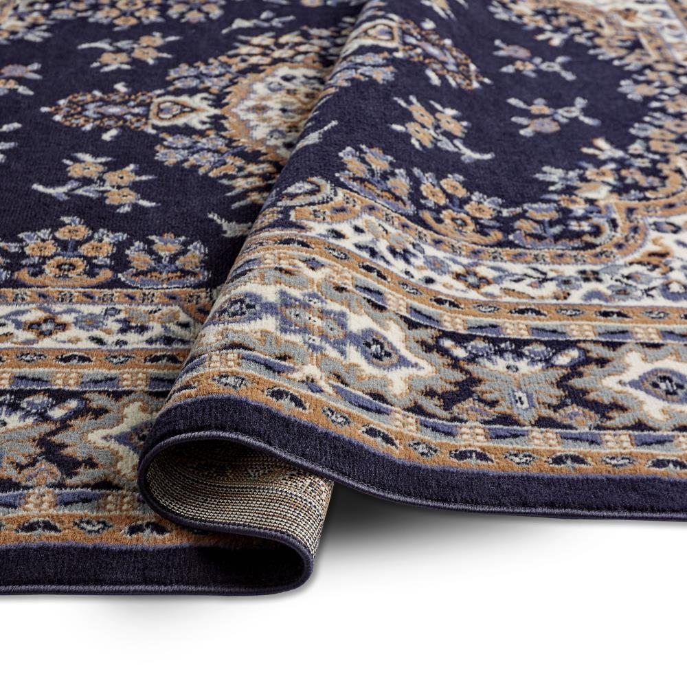 Home Dynamix Premium Sakarya Traditional Medallion Area Rug, Navy Blue/Brown, 21"x35"