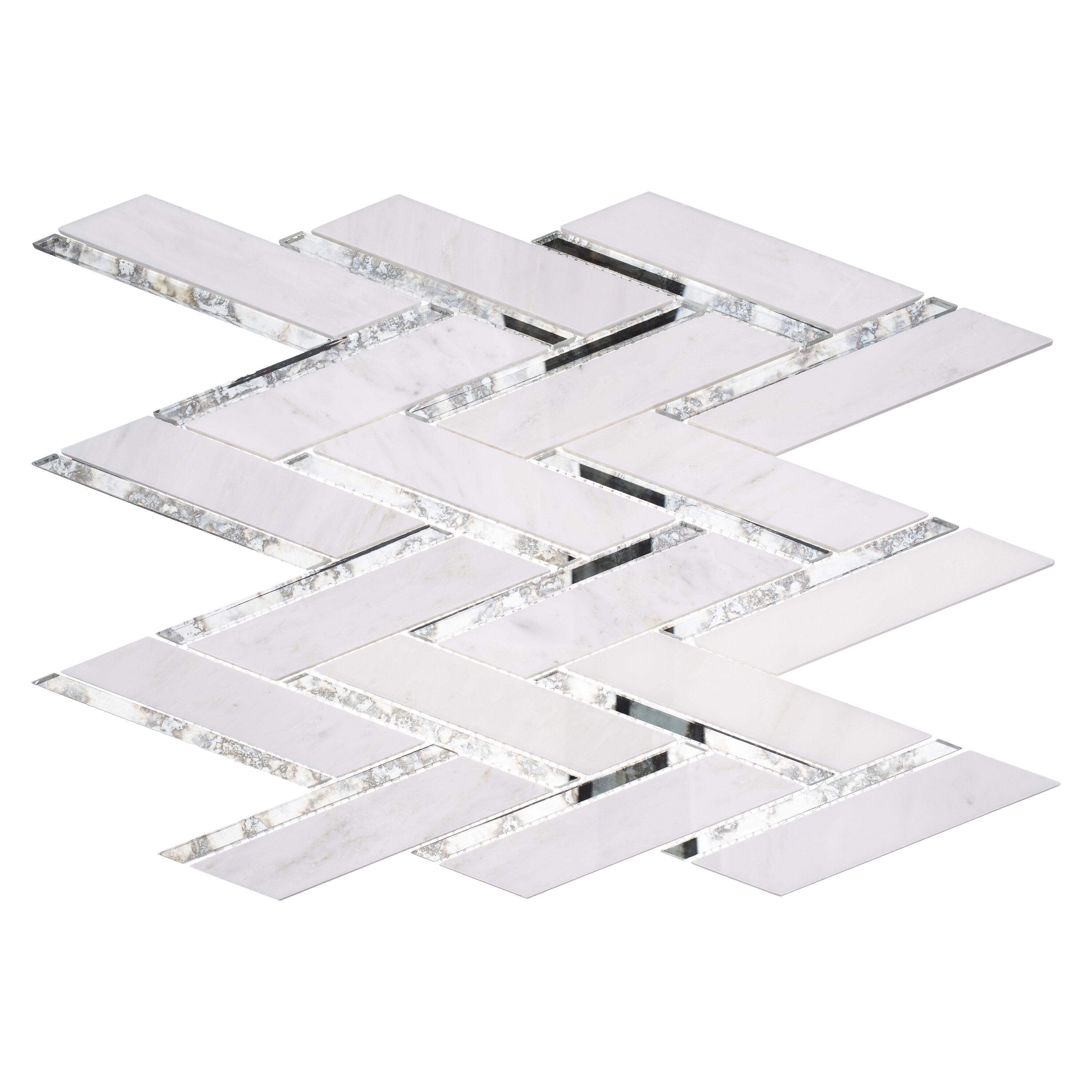 Skylar Stone and Mirror Glass Mosaic Shower Walls, Kitchen Backsplash, Wall and Floor Tile