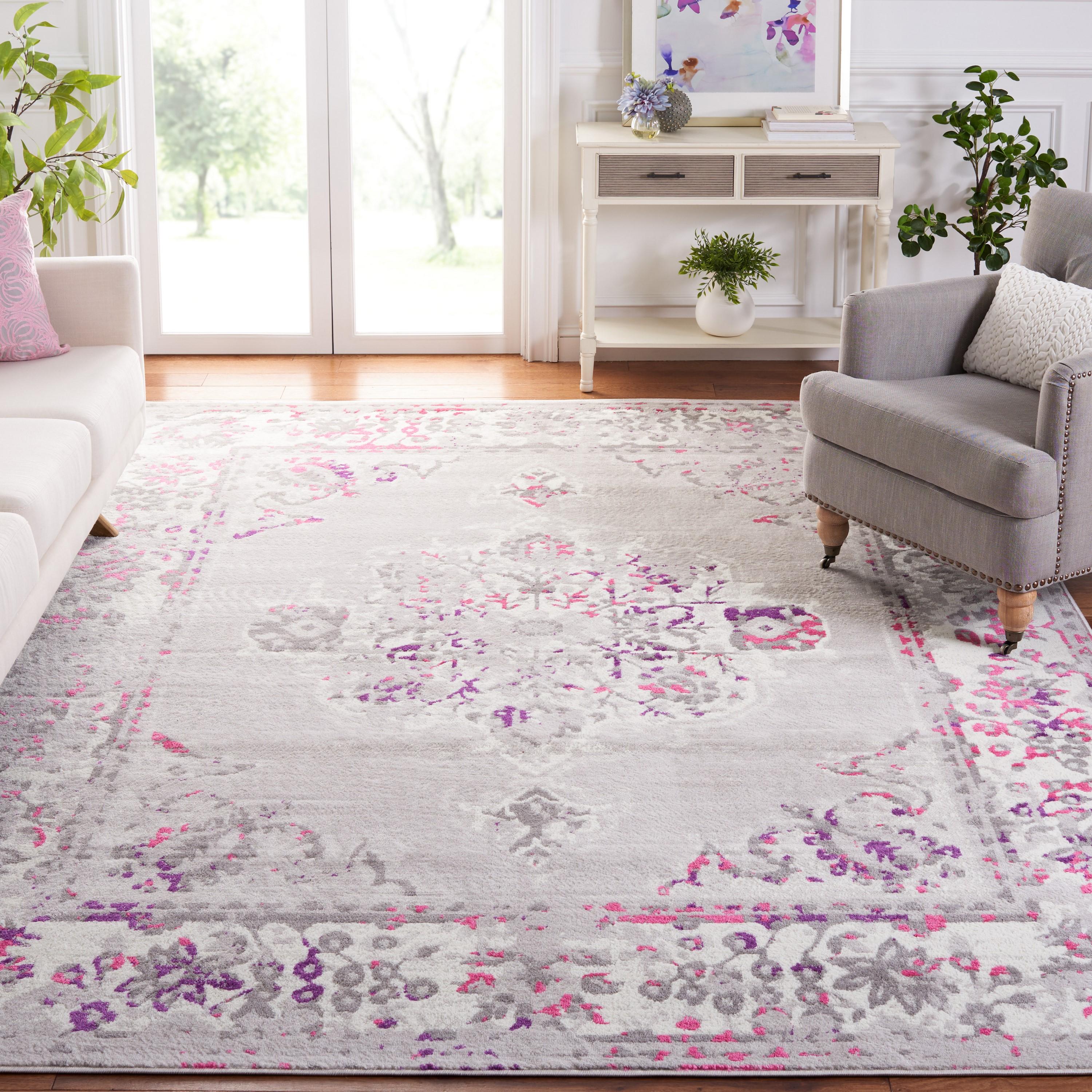 Skyler SKY169 Power Loomed Indoor Area Rug - Grey/Pink - 9'x12' - Safavieh