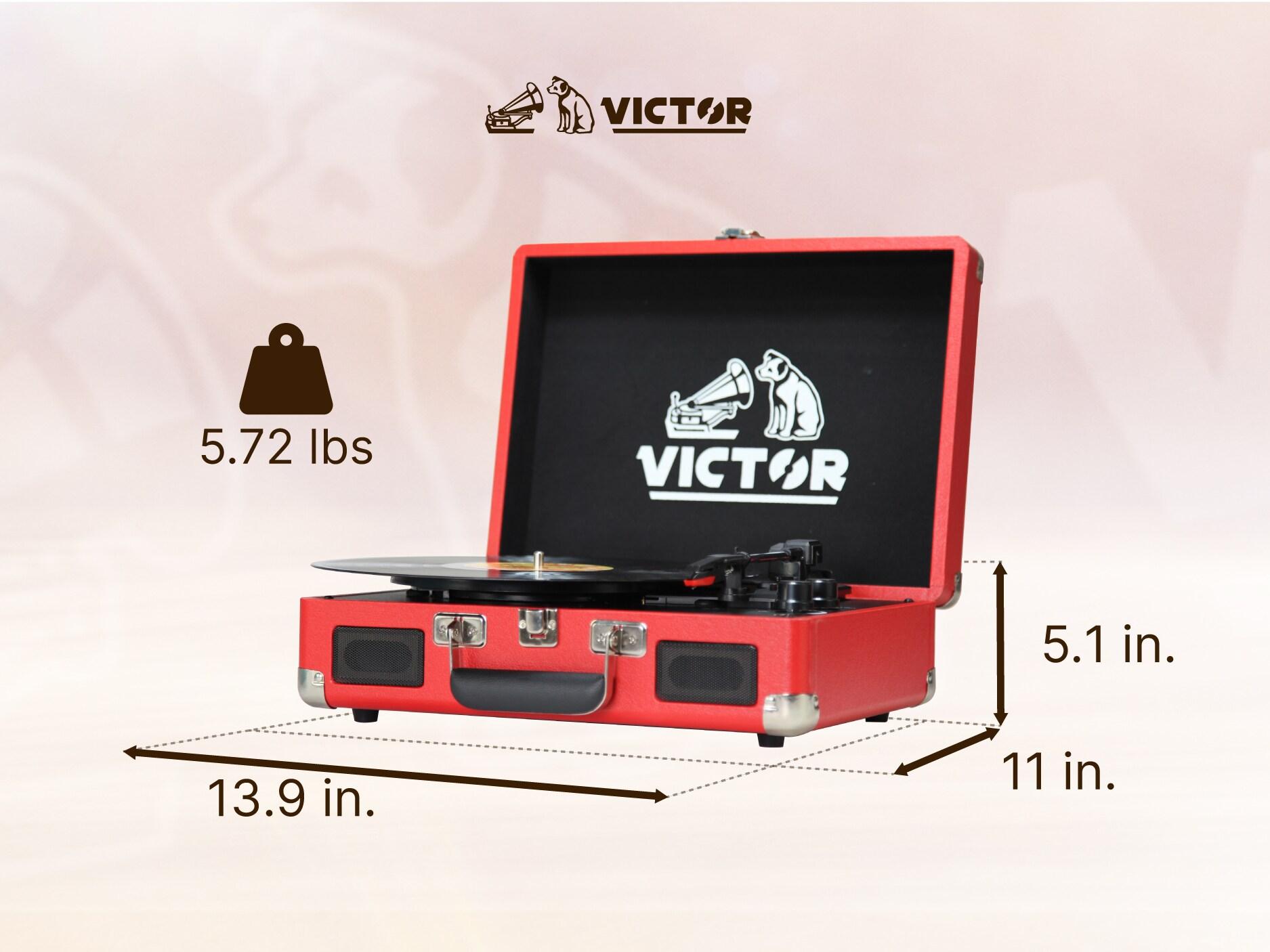 Victor Portable Suitcase Turntable - Record Player with Bluetooth & Built-in Speakers