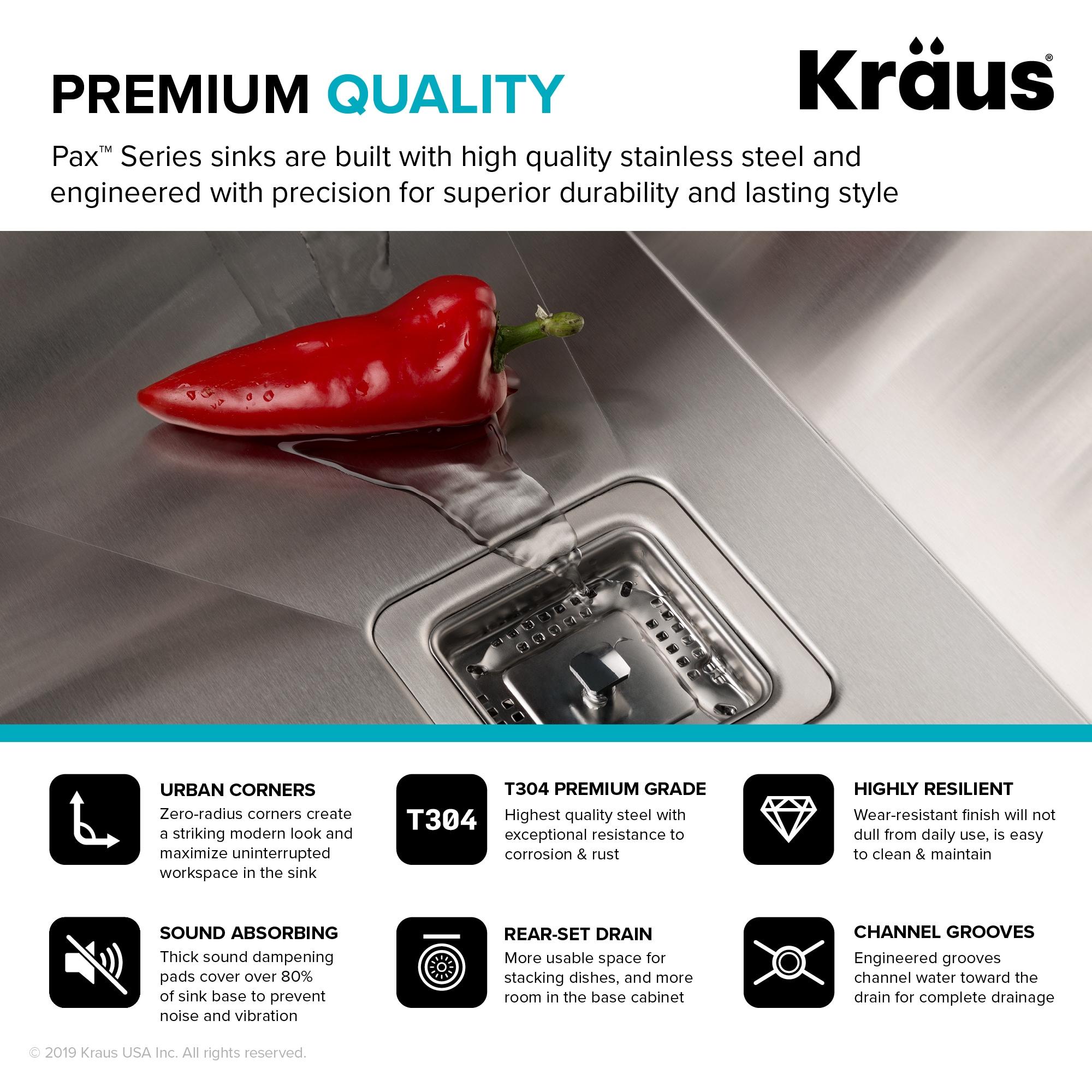 KRAUS Pax™ Zero-Radius 24-inch L 18 Gauge Undermount Single Bowl Stainless Steel Laundry and Utility Sink