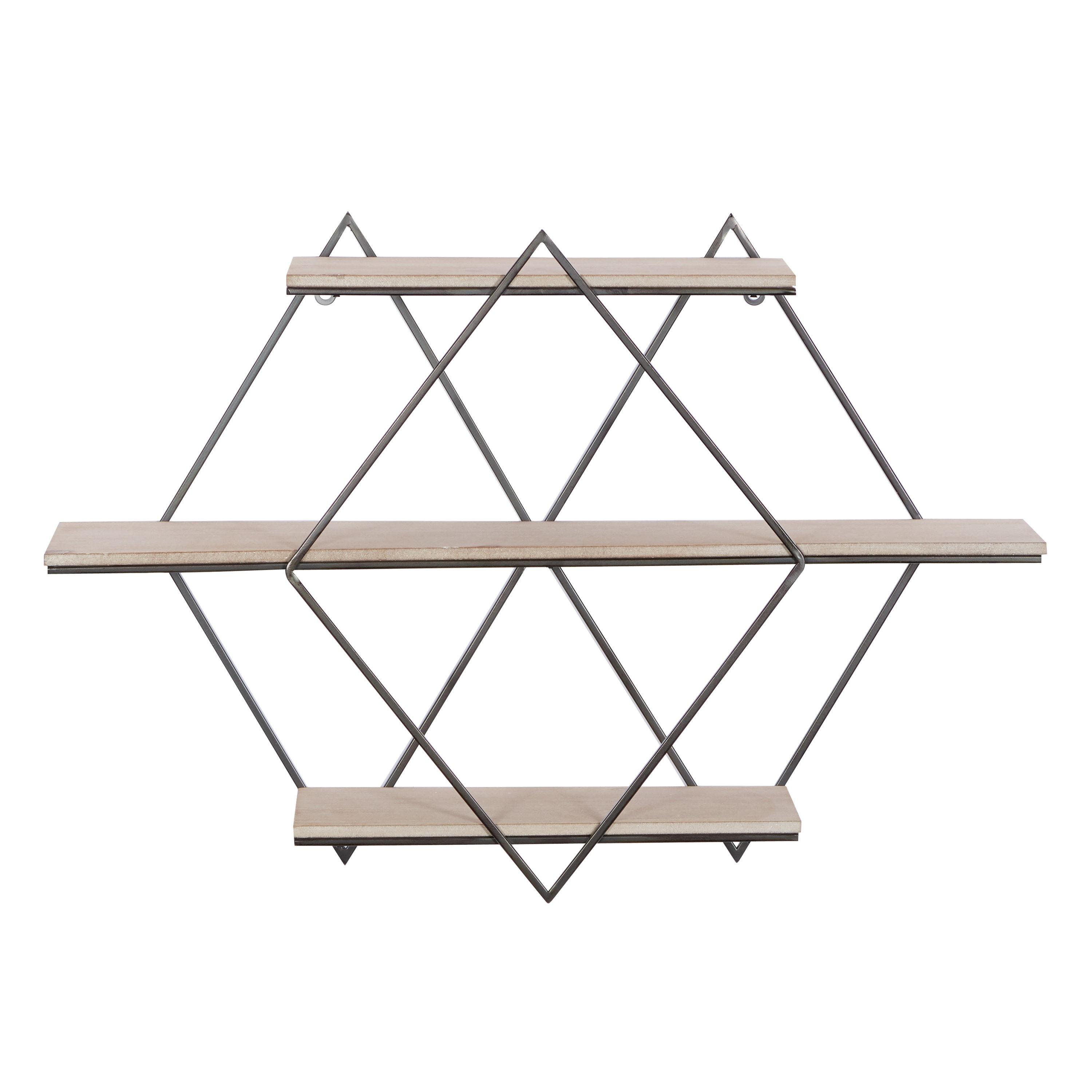 DecMode Brown Wood Contemporary Wall Shelf
