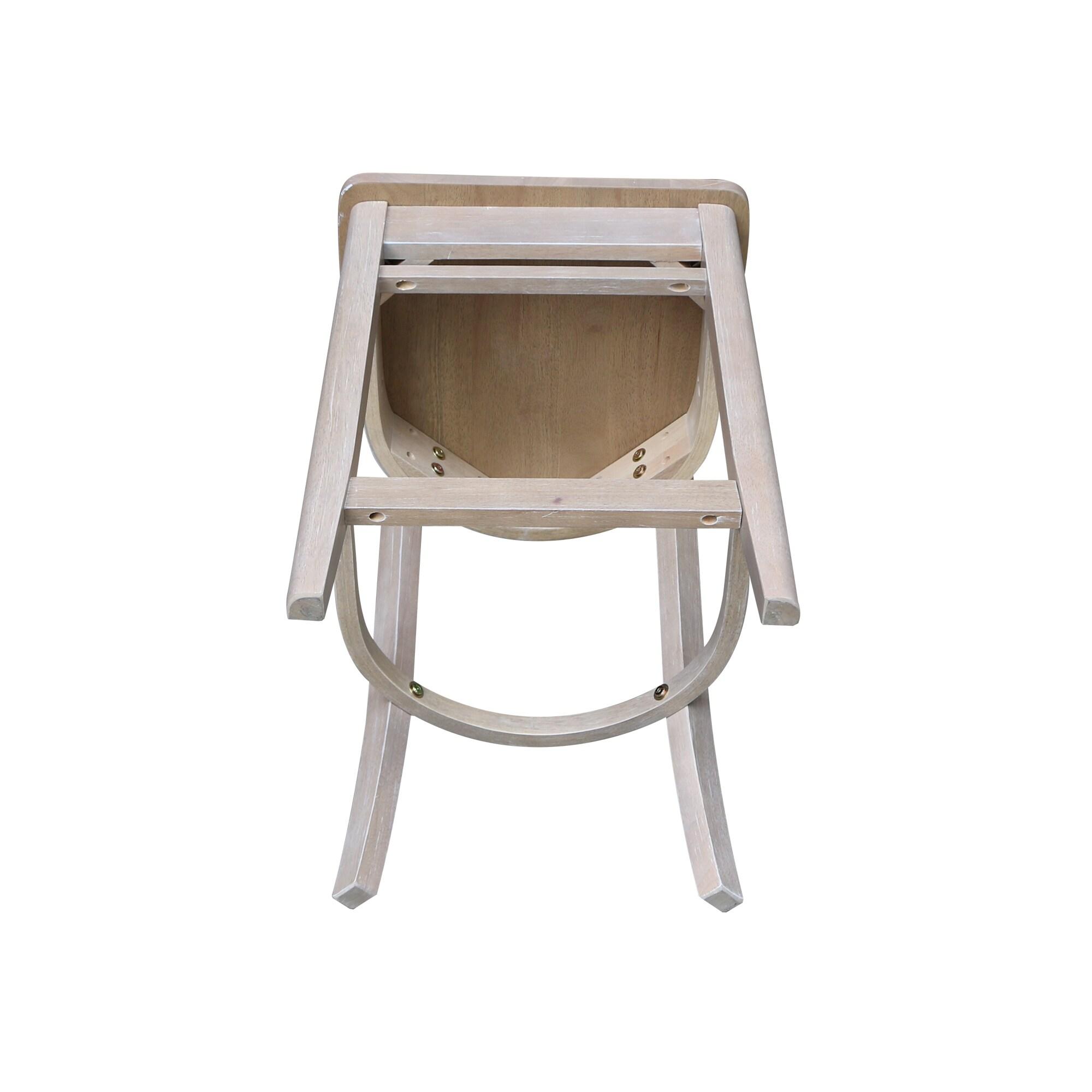 24" Emily Counter Height Barstool Washed Gray/Taupe - International Concepts: Solid Wood, Ladder-Back