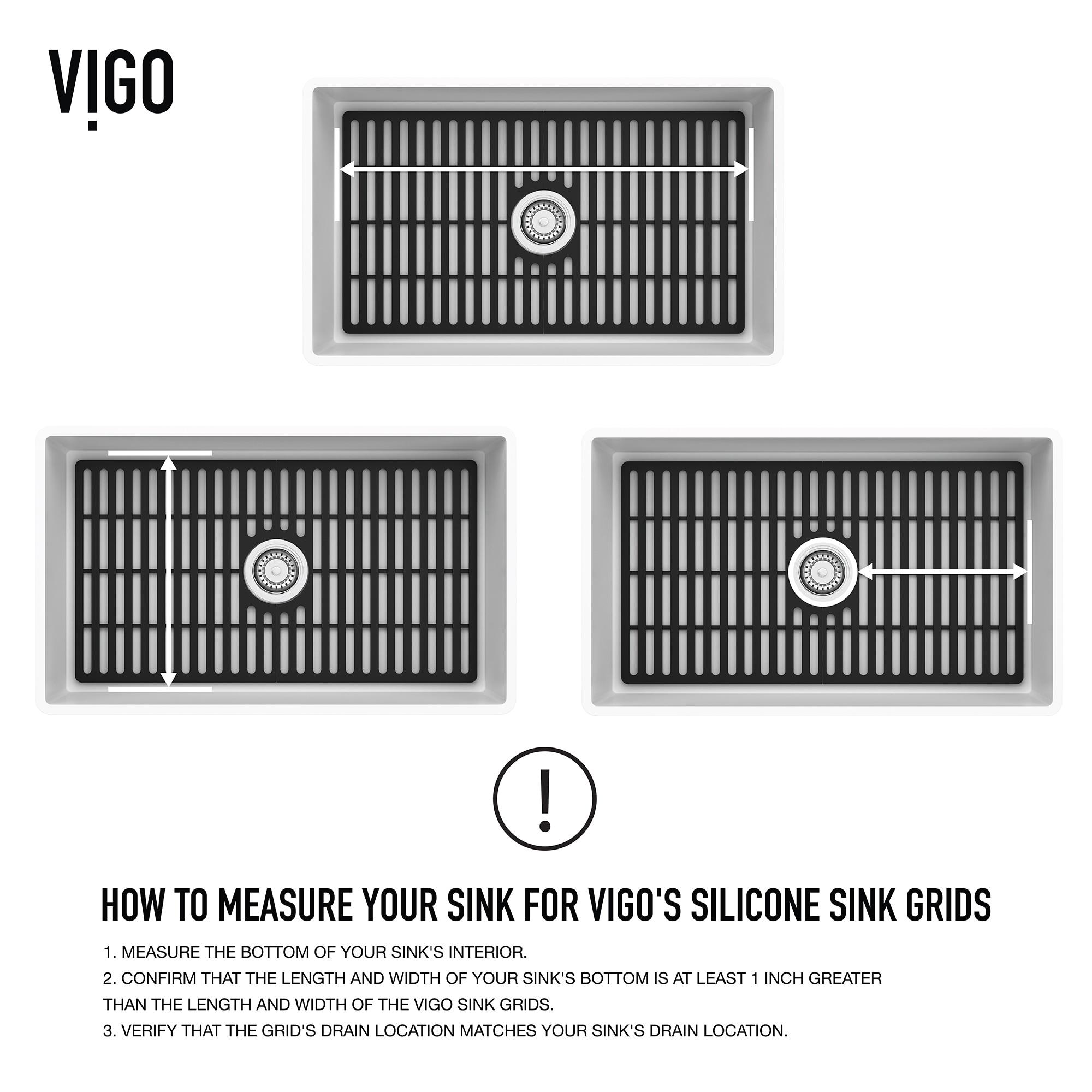 Silicone Grid VIGO Matte Stone 32" L x 15" W Bottom Sink Grid for 36 in. Single Bowl Kitchen Sink
