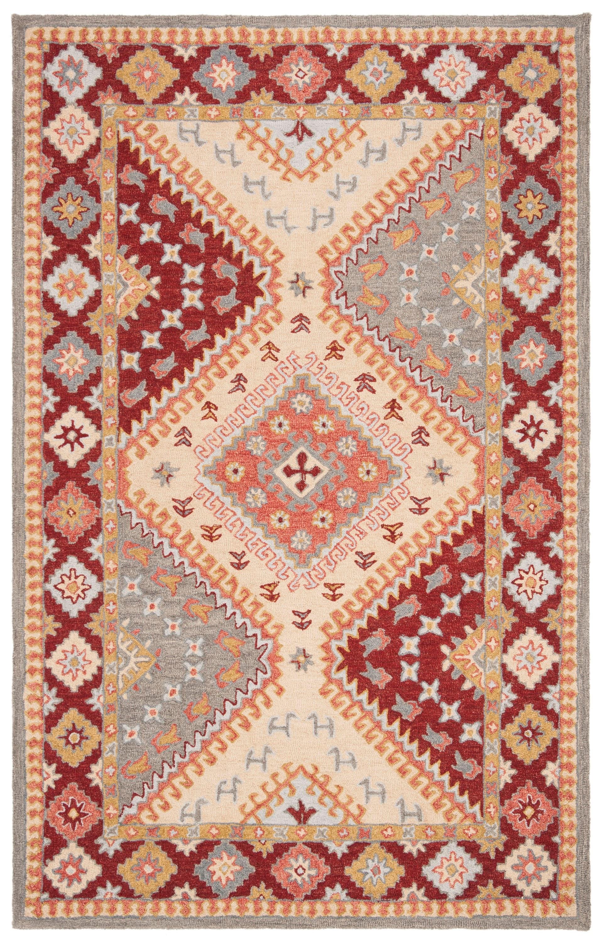 Aspen APN801 Hand Tufted Indoor Area Rug - Red/Ivory - 4'x6' - Safavieh
