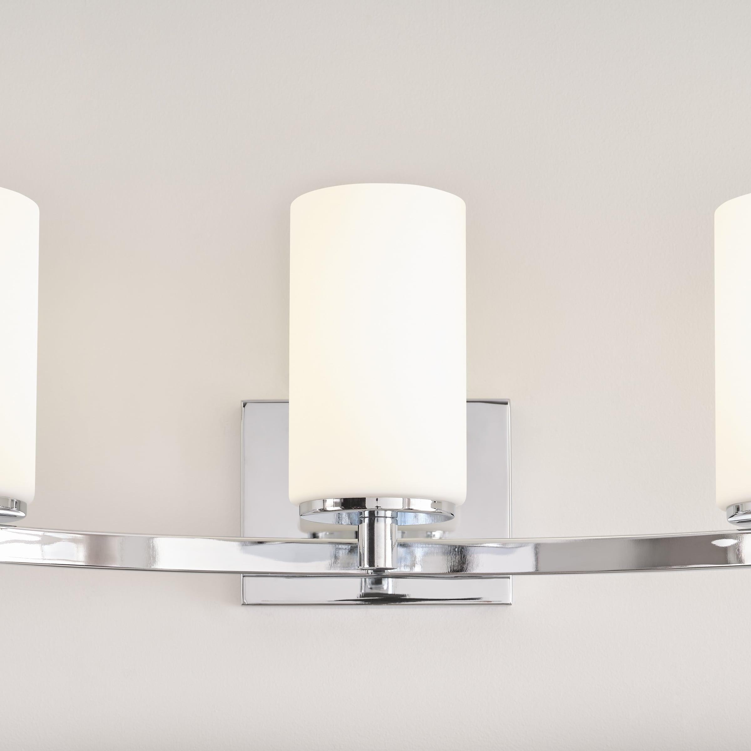 Chrome 3-Light Vanity with Etched Glass Shades