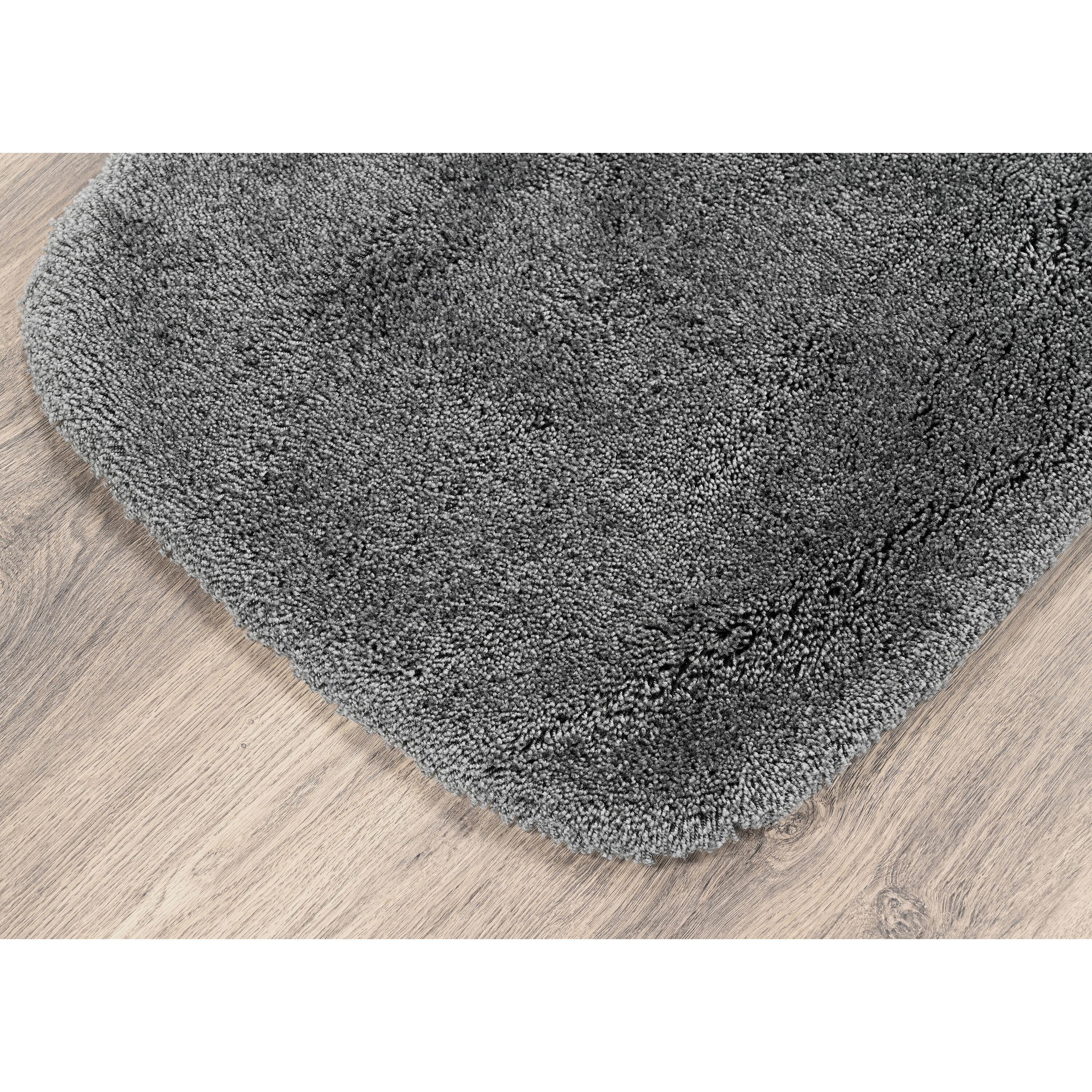 Dark Gray Ultra Plush Washable Nylon Bathroom Rug Set