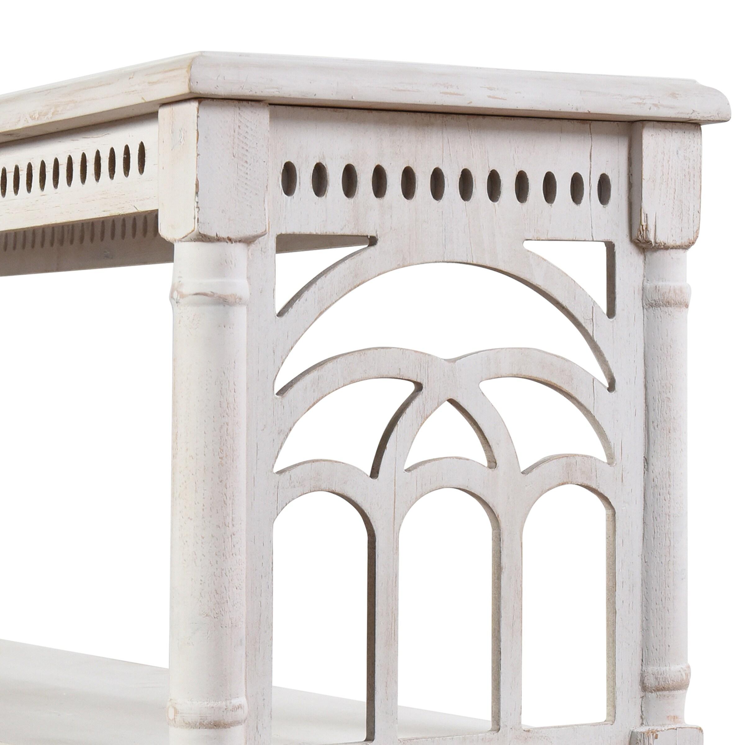 3 Tier Console Table Distressed White - StyleCraft: Entryway Table, Fir Wood Top, MDF Frame