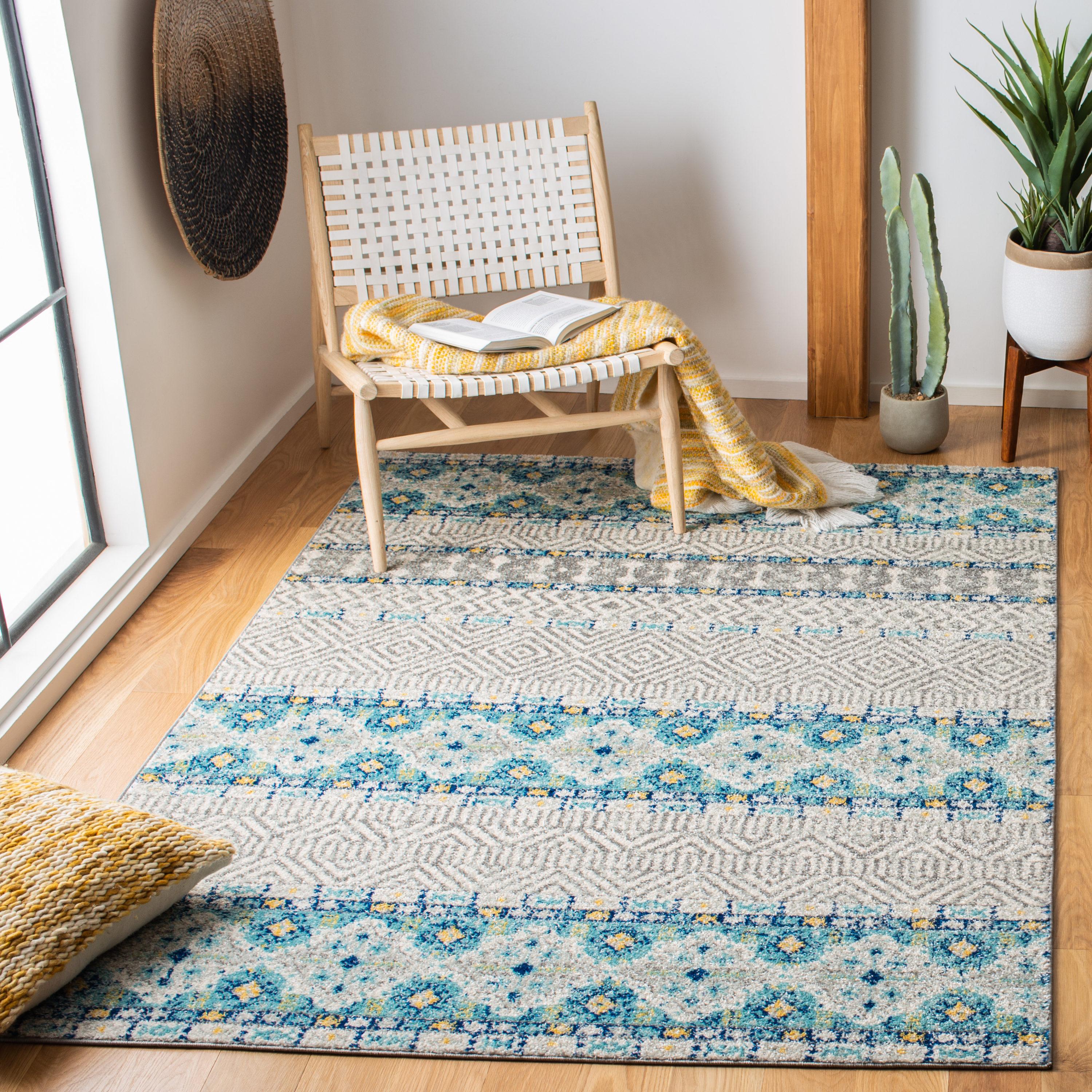Madison MAD797 Power Loomed Area Rug - Grey/Turquoise - 6'7"x9'2" - Safavieh.