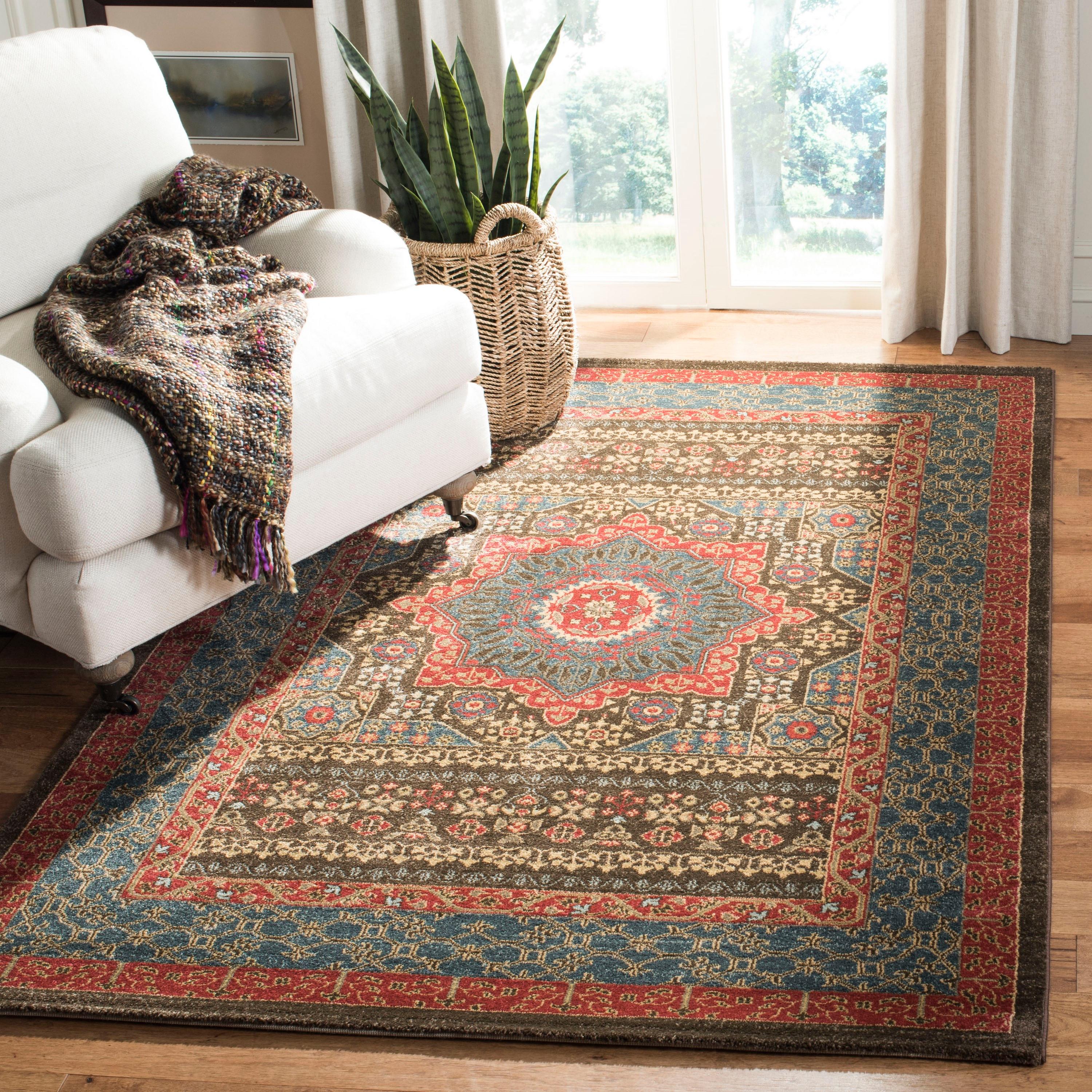 Mahal MAH620 Power Loomed Indoor Area Rug - Navy/Red - 5'1"x5'1" - Safavieh.