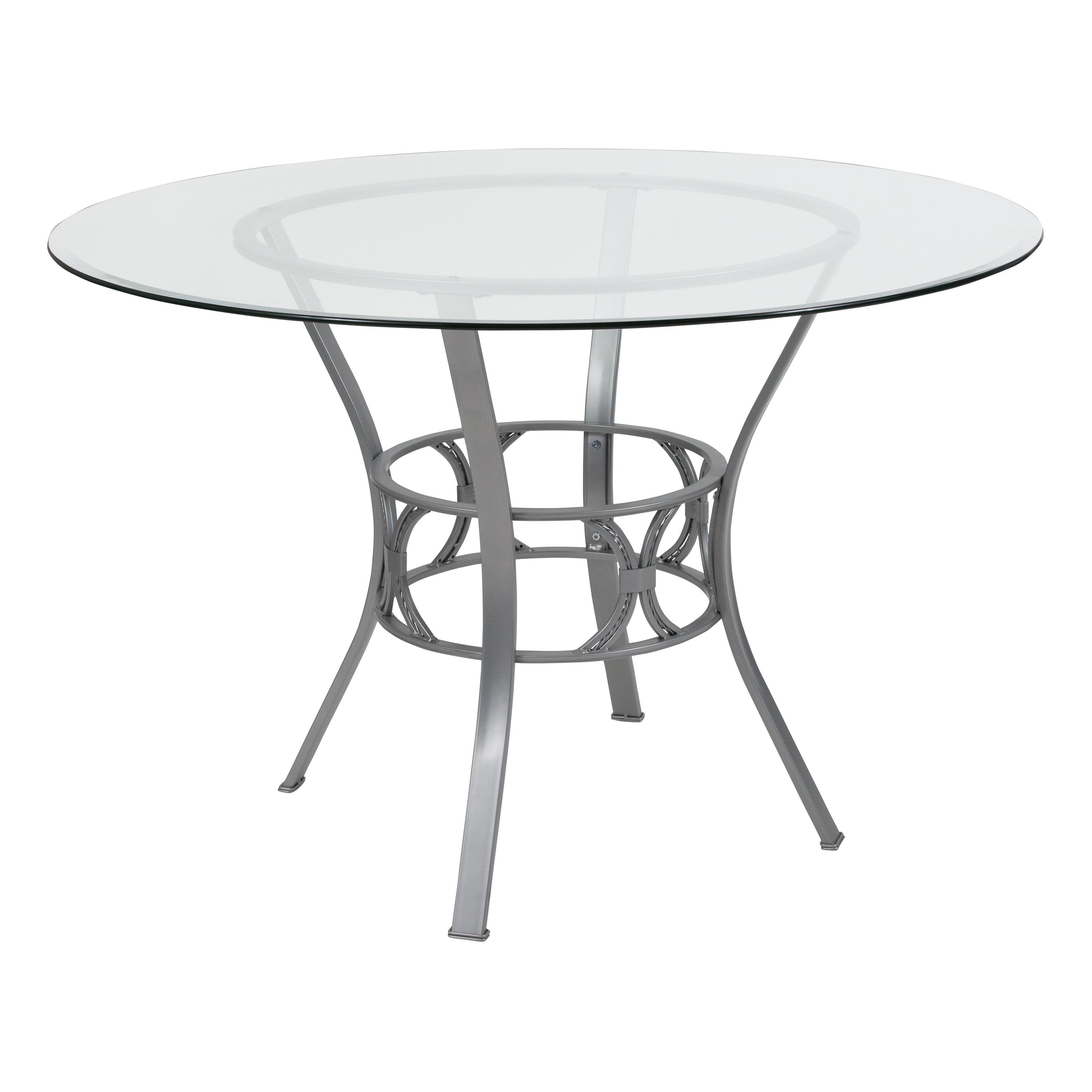 Flash Furniture Carlisle 45'' Round Glass Dining Table with Silver Metal Frame