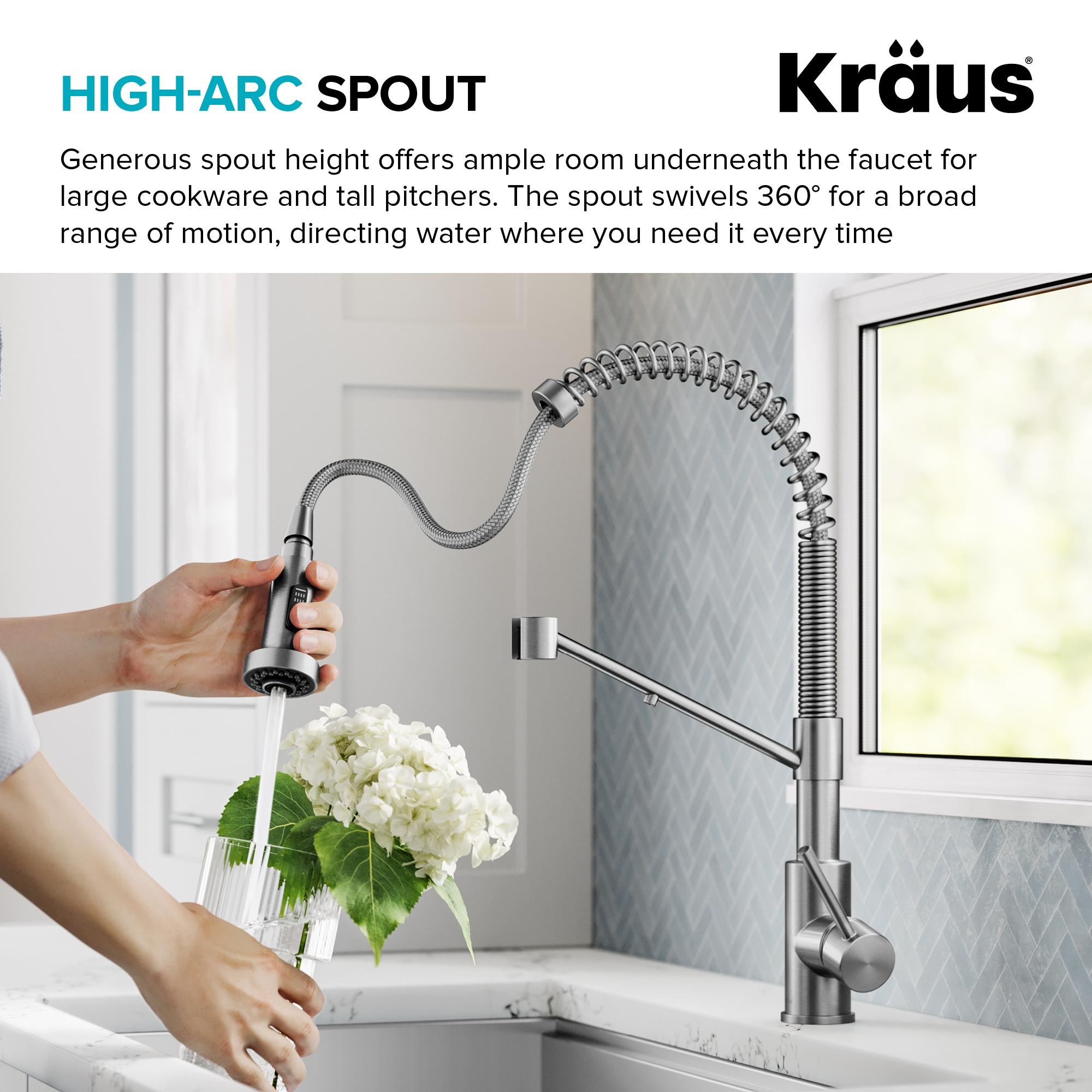 KRAUS Bolden 2-in-1 Commercial Style Pull-Down Single Handle Water Filter Kitchen Faucet for Reverse Osmosis or Water Filtration System in Spot Free Stainless Steel