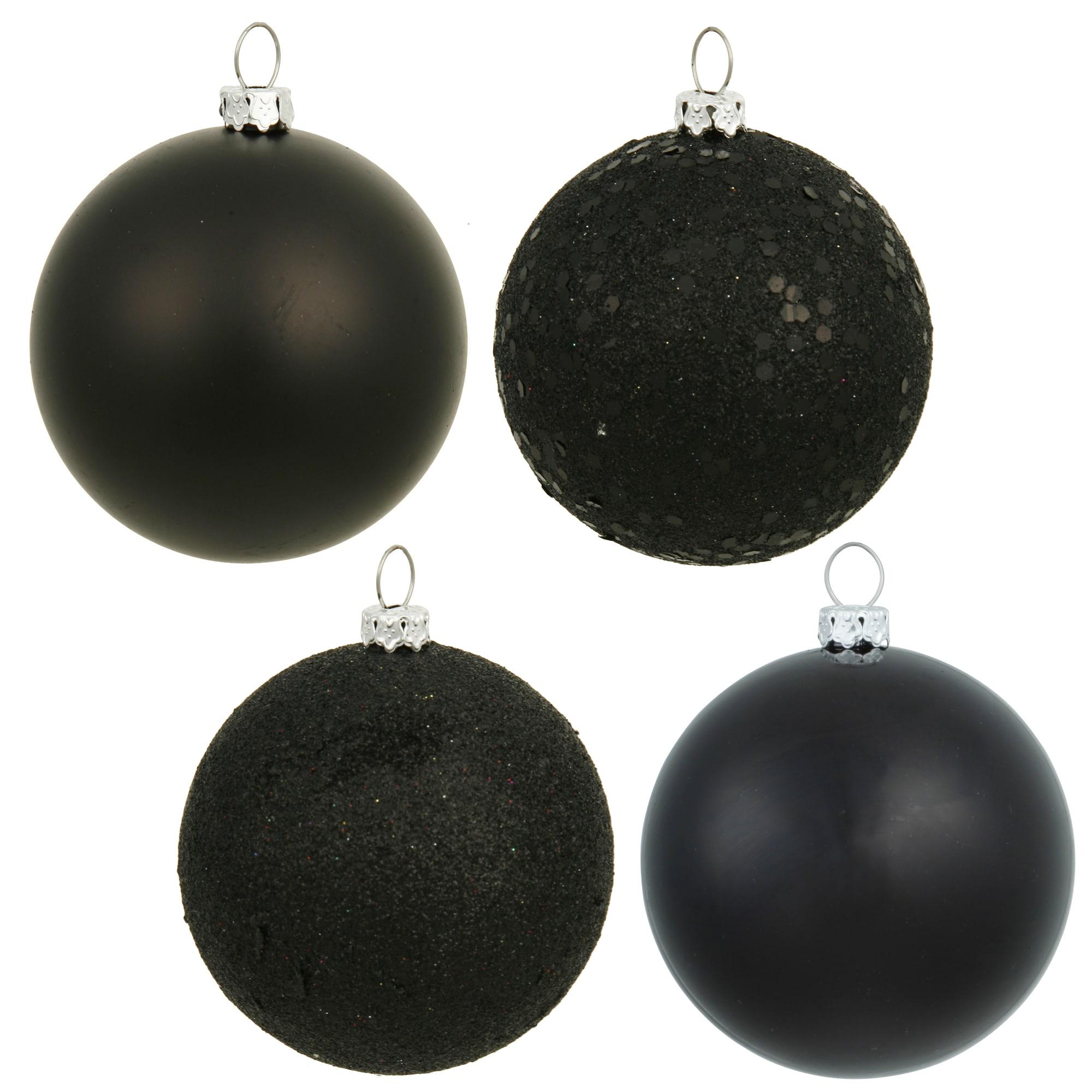 Jet Black Shatterproof Plastic Christmas Ball Ornaments Set, 1.6-inch, 96-Pack