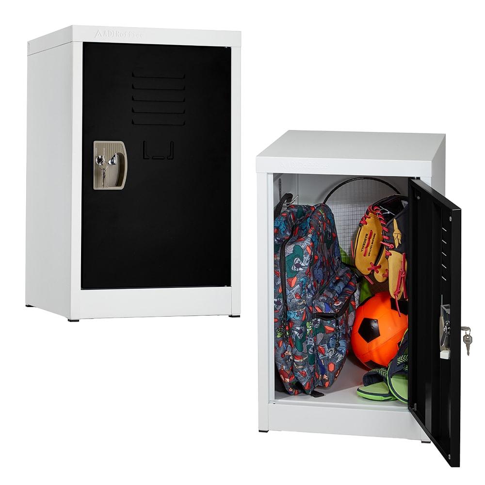 Black and White Steel Office Storage Locker with Key