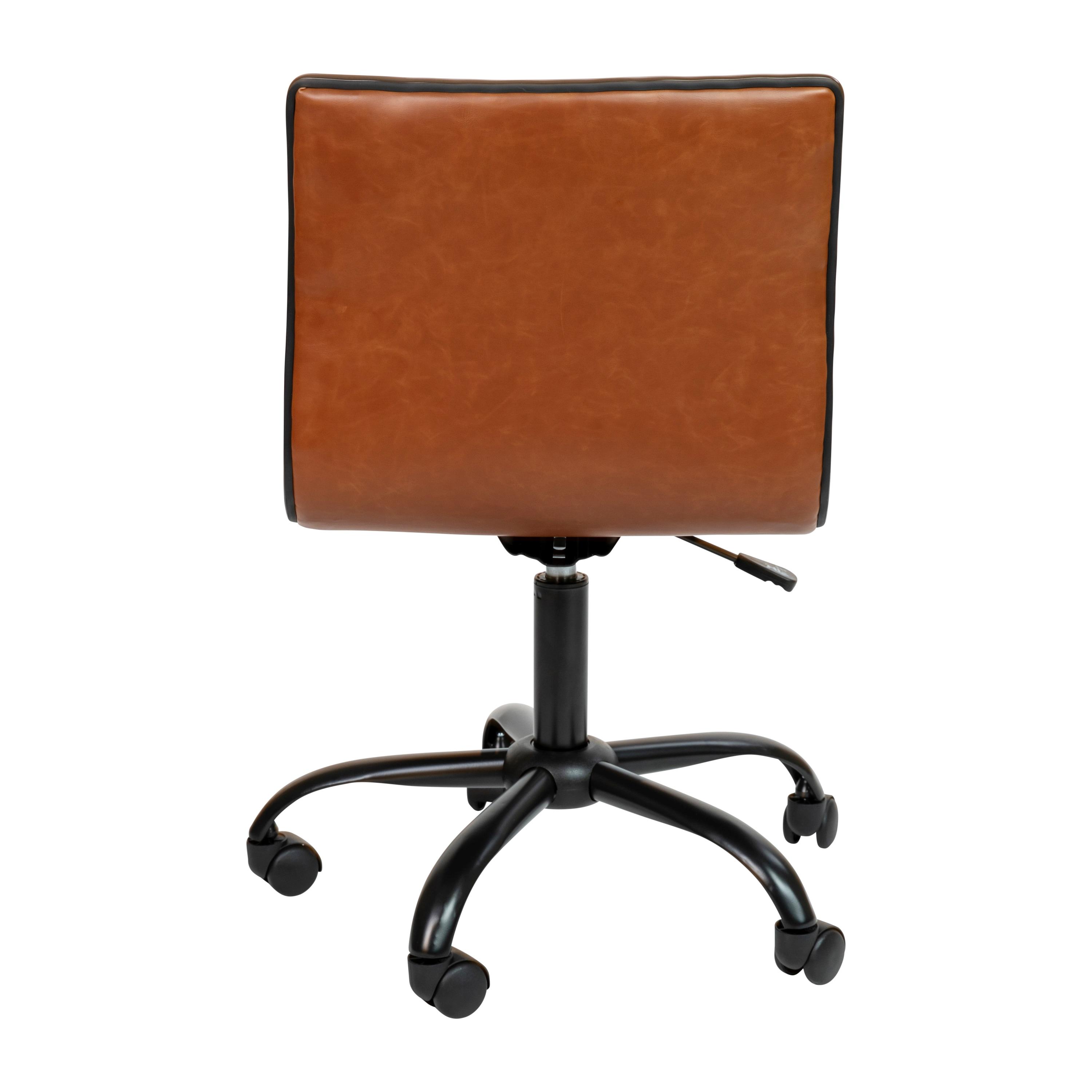 Flash Furniture Low Back Designer Armless Brown Ribbed Swivel Task Office Chair with Black Frame and Base