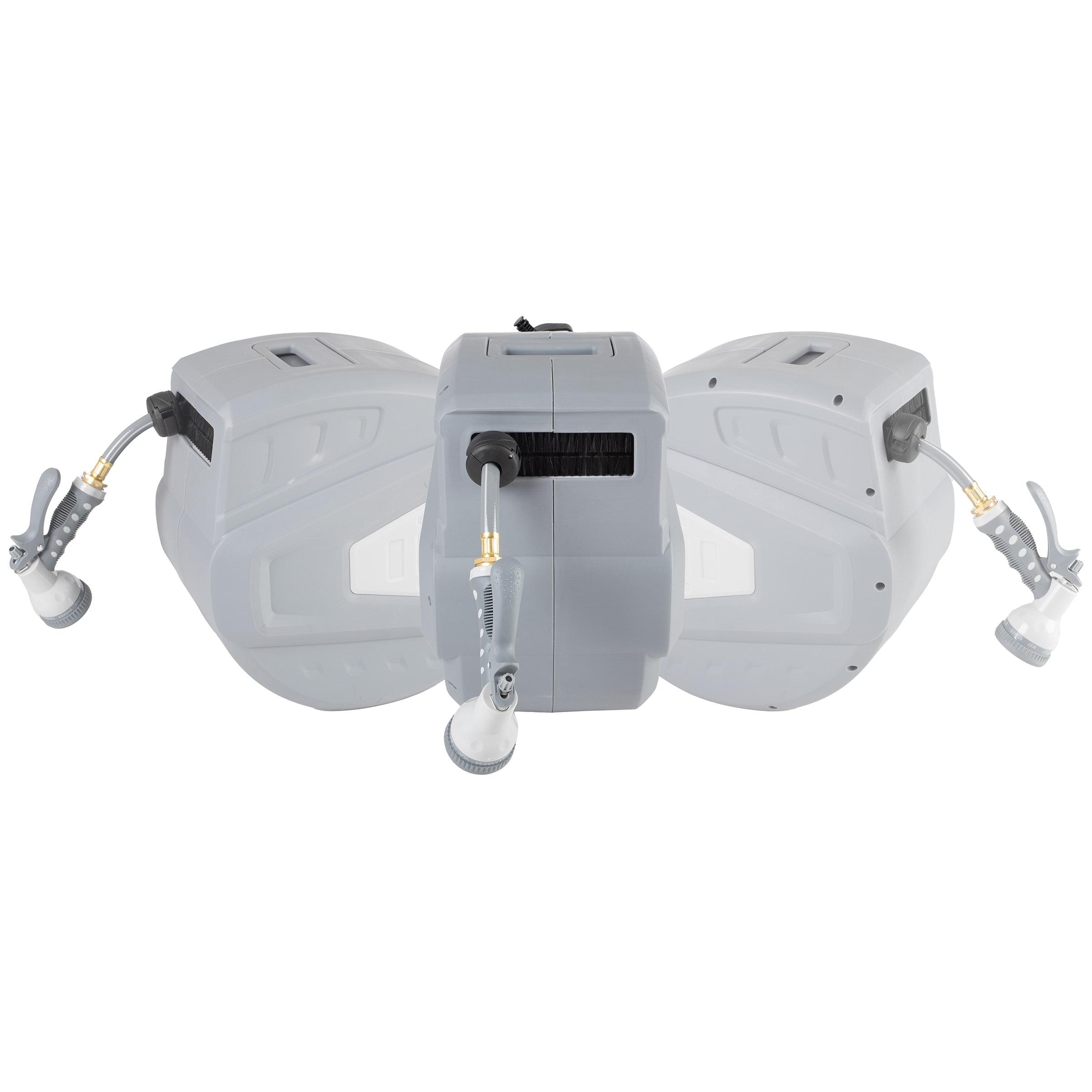 Retractable Hose - 100 FT Garden Hose with 9 Nozzle Patterns - Hose Reel Wall Mount with 180-Degree Swivel Bracket and Auto-Rewind by Pure Garden