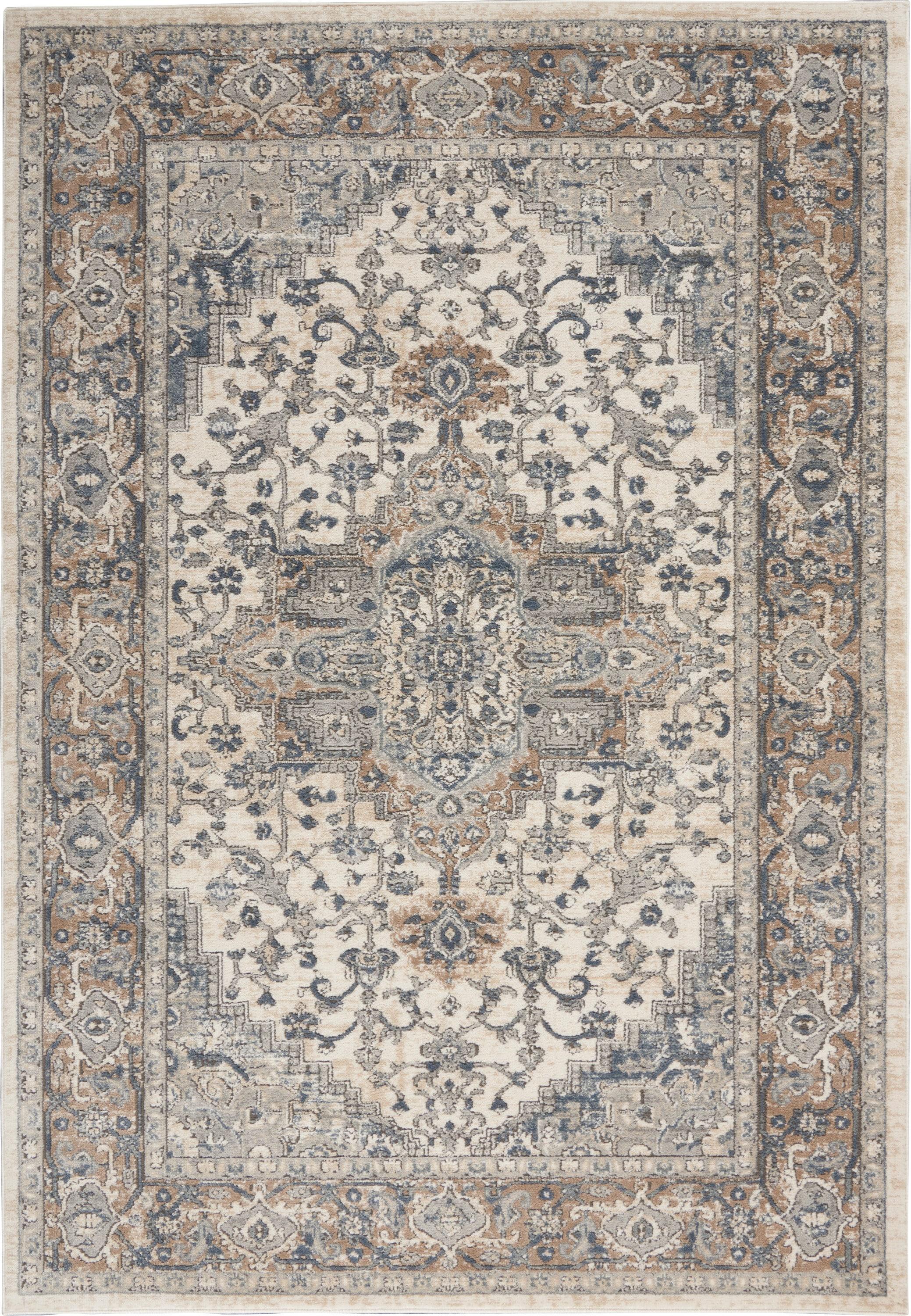 Nourison Concerto Center Medallion Indoor Rug Ivory/Grey 6' x 9'