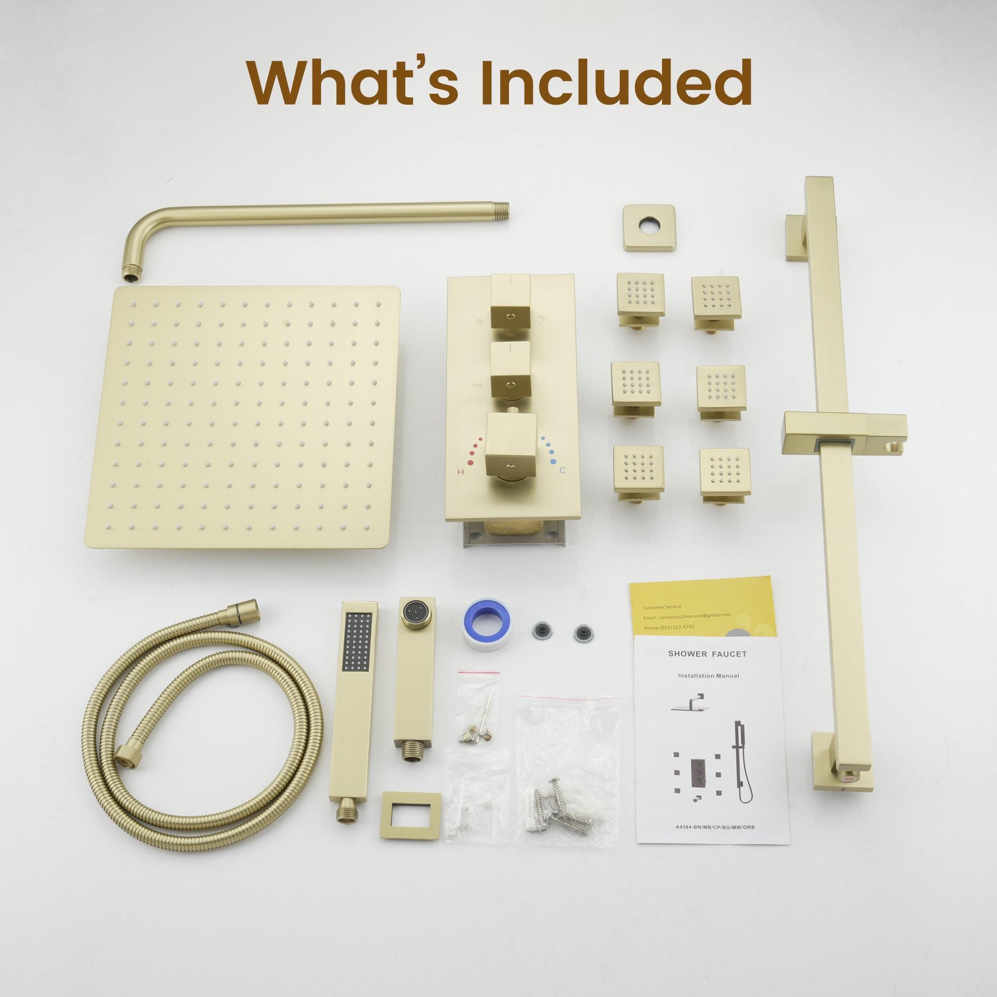 Brushed Gold Stainless Steel Multi-head Wall Mounted Shower System