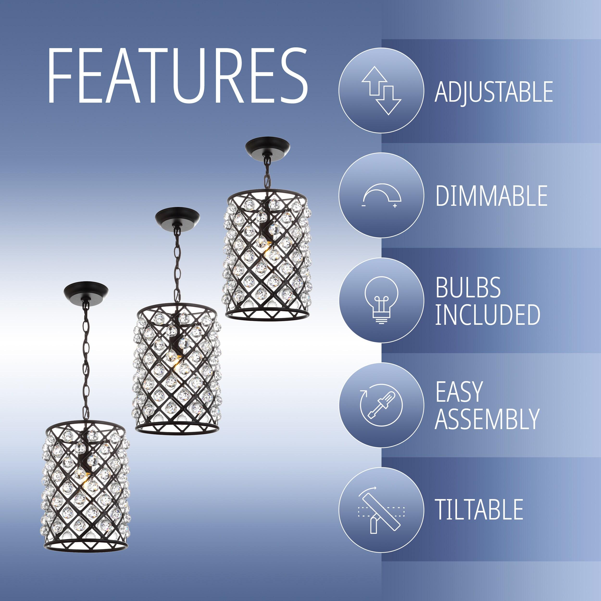 Gabrielle 10" Crystal/Metal LED Pendant, Oil Rubbed Bronze