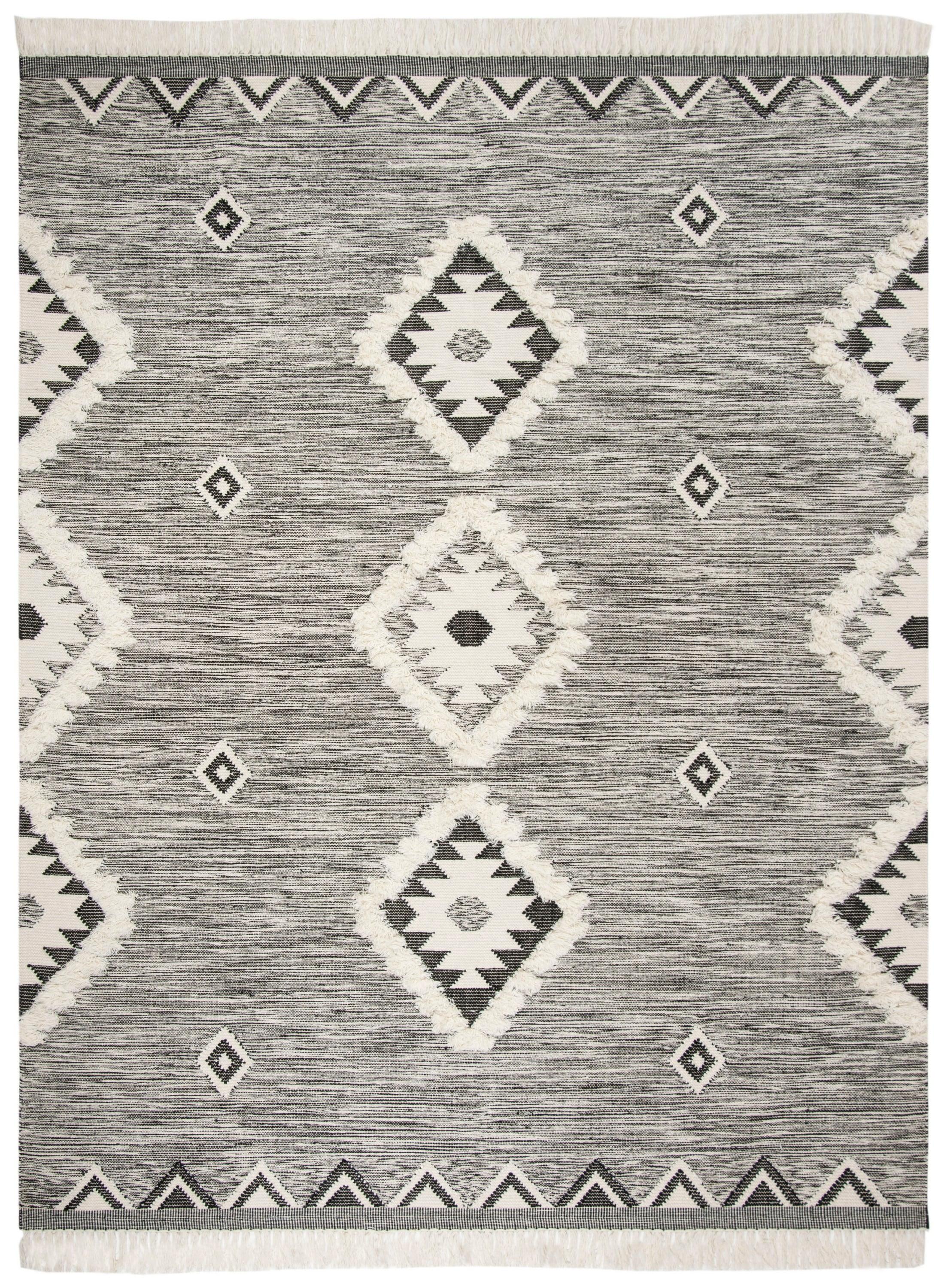 Kenya KNY906 Hand Knotted Area Rug - Black/Ivory - 8'x10' - Safavieh.