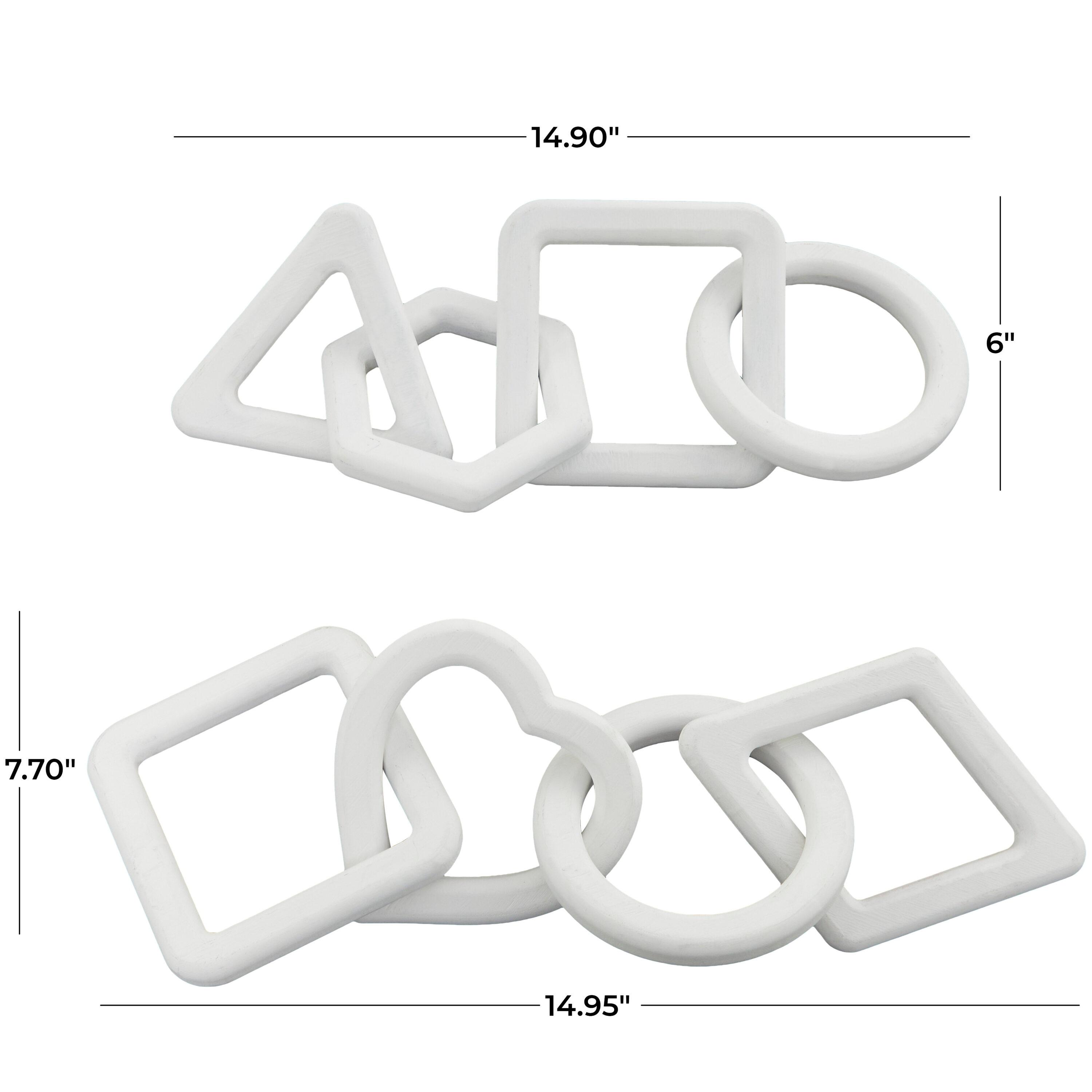 White Wood Modern Chain Sculpture Set of 2