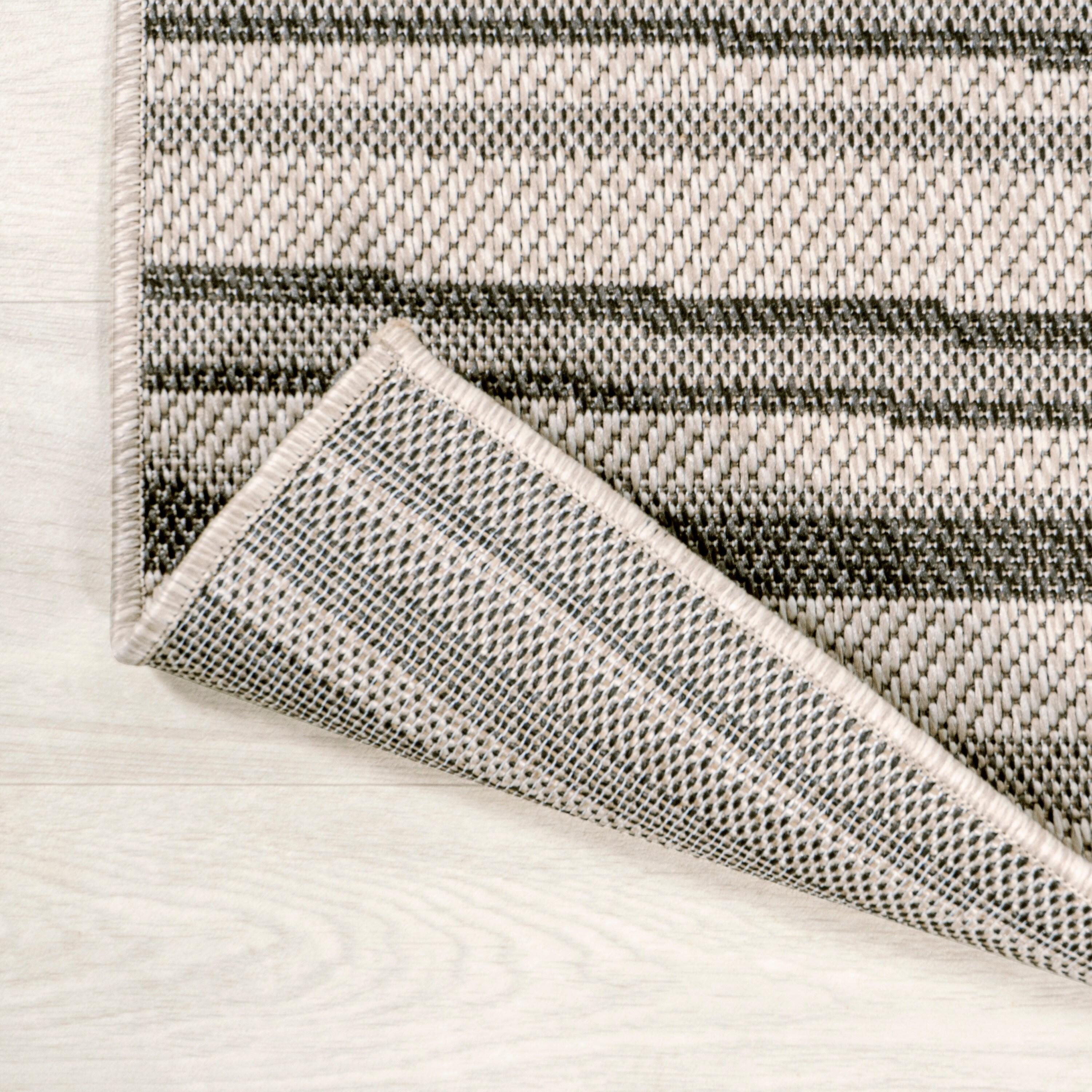 5' x 8' Castara Wavy Stripe Modern Indoor/Outdoor Area Rug, Cream/Dark Gray - JONATHAN Y