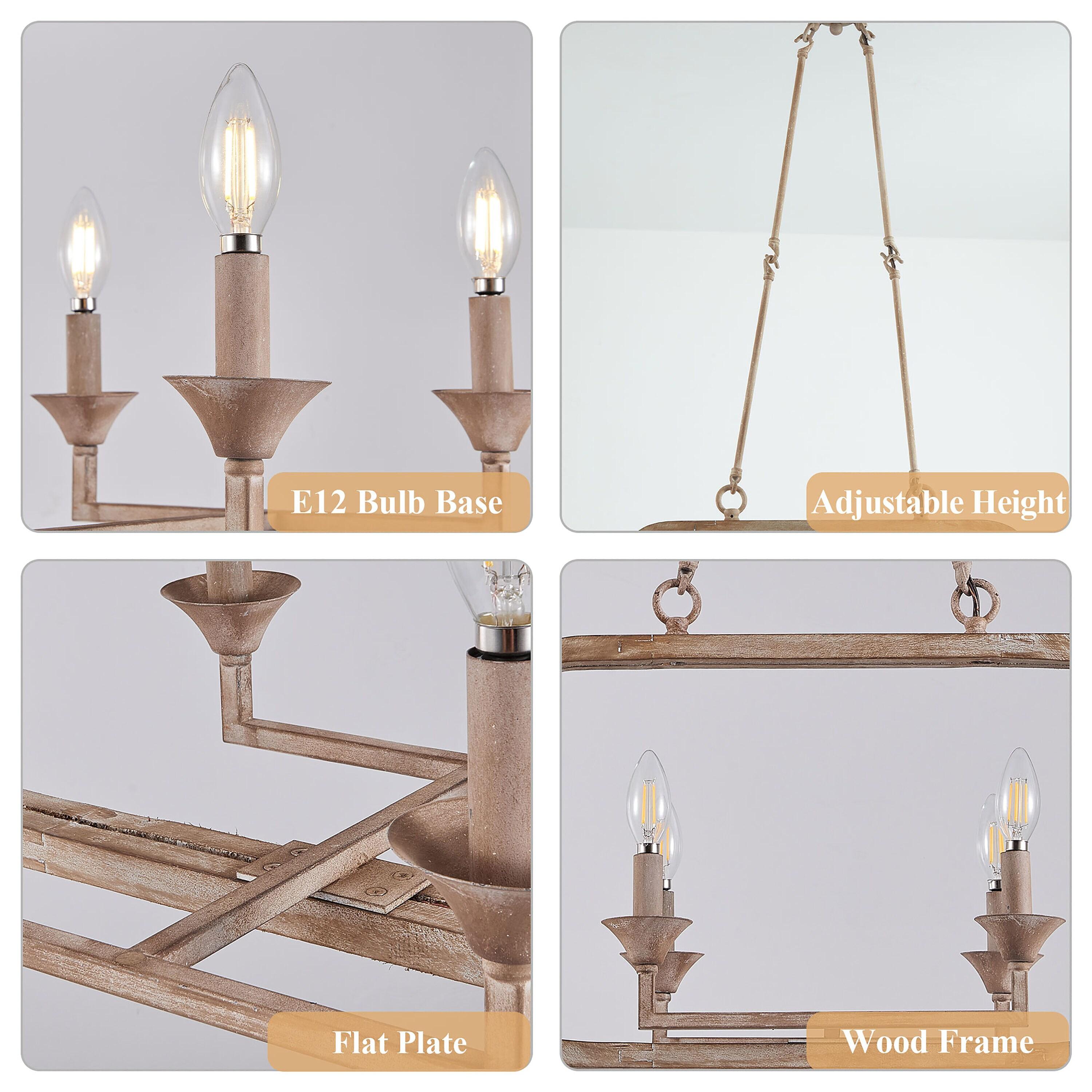 Cusp Barn Chandelier 4 -Light Brushed Brown Farmhouse Bare bulb For Use in Bedrooms, Dining Rooms, Foyers, Kitchens, Living Rooms Chandelier