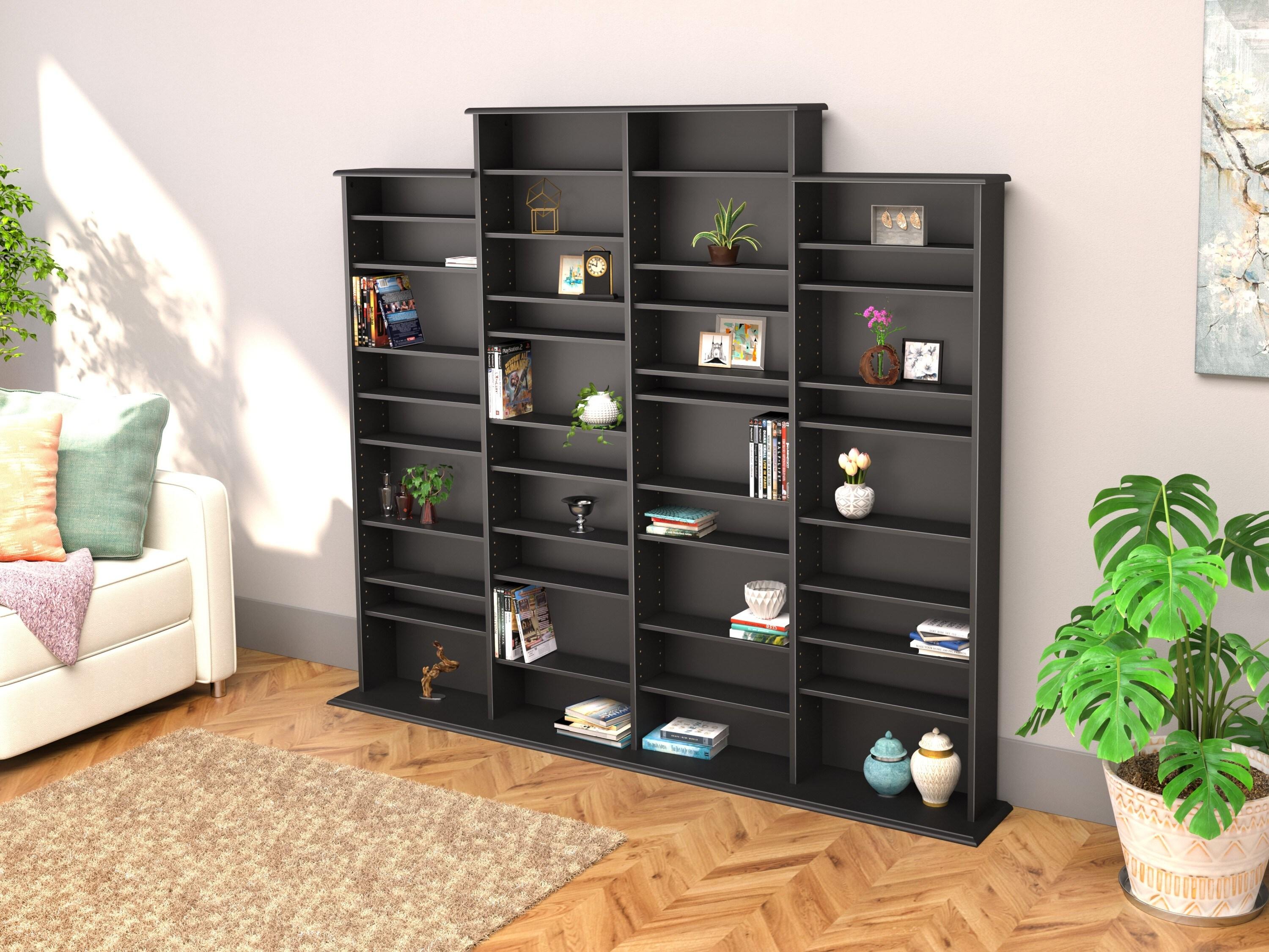 Prepac Quad 64" CD DVD Wall Media Storage Rack in Black