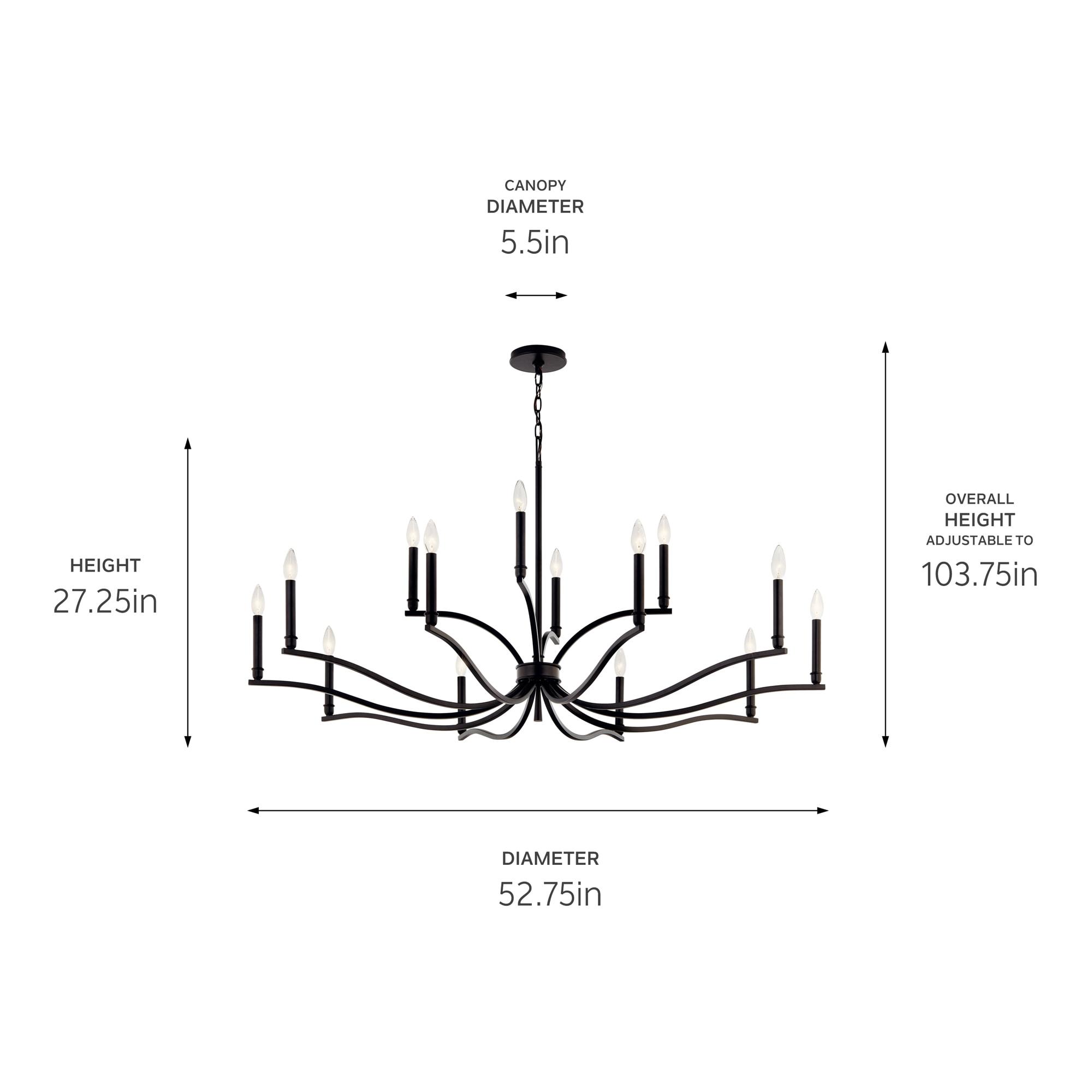 Malene Black 14-Light 2-Tier Candle Chandelier