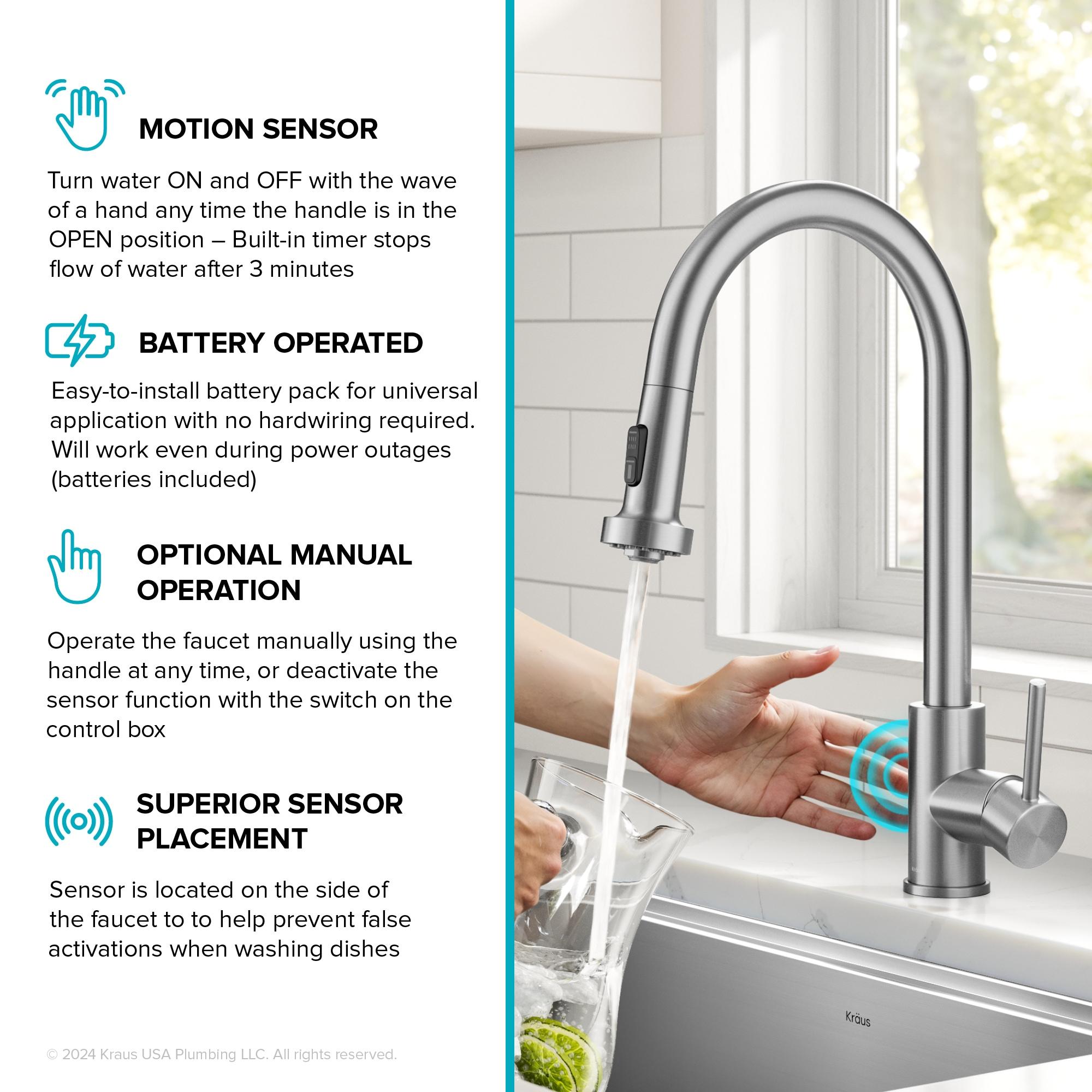 KRAUS Bolden Motion Sensor Single Handle Pull Down Touchless Kitchen Faucet
