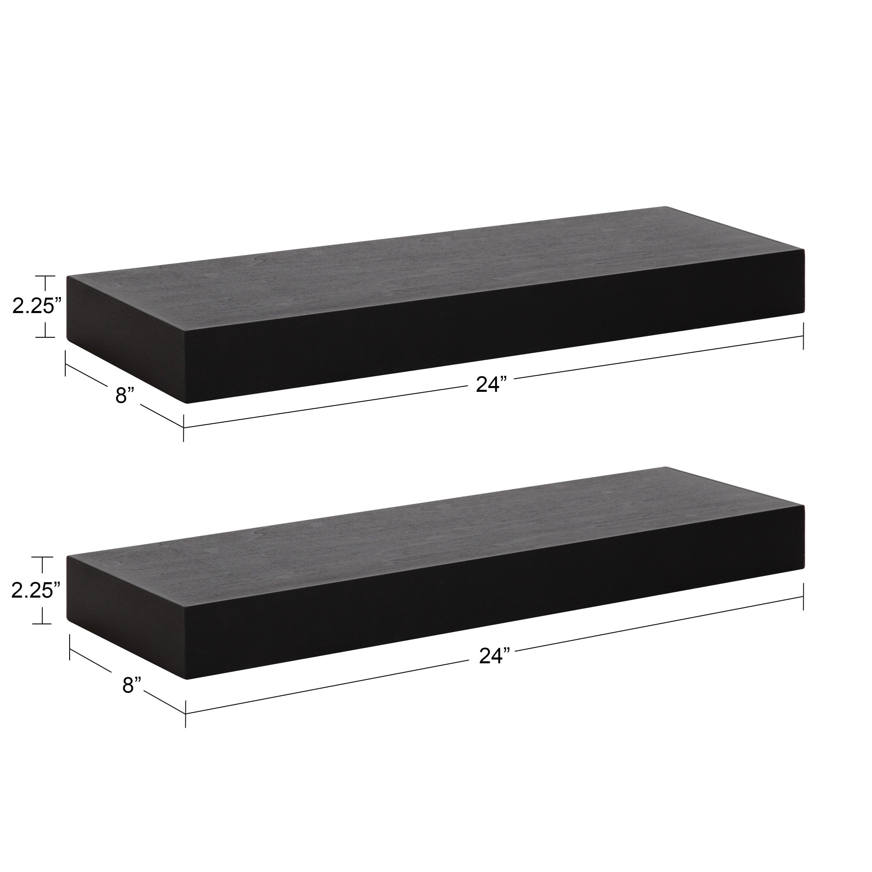 2pc 24" Havlock Wood Shelf Set Black - Kate & Laurel All Things Decor: Solid Wood, Easy Wall Mount