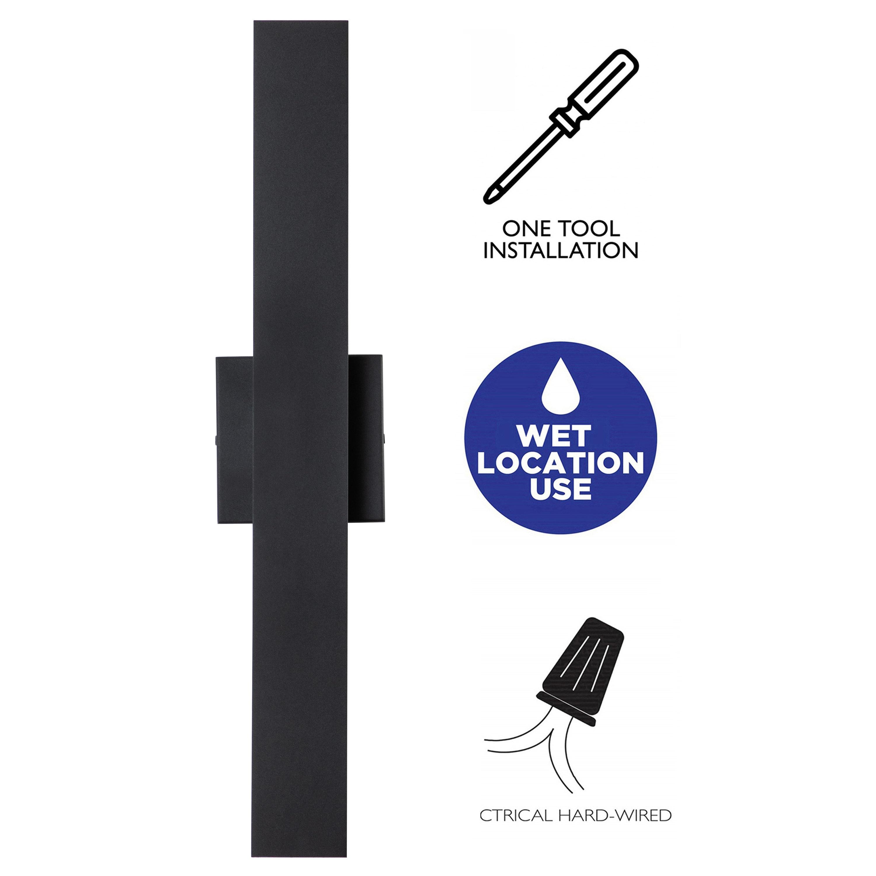 C Cattleya 2-Light Integrated LED  Outdoor Wall Light with Matte Black Finish