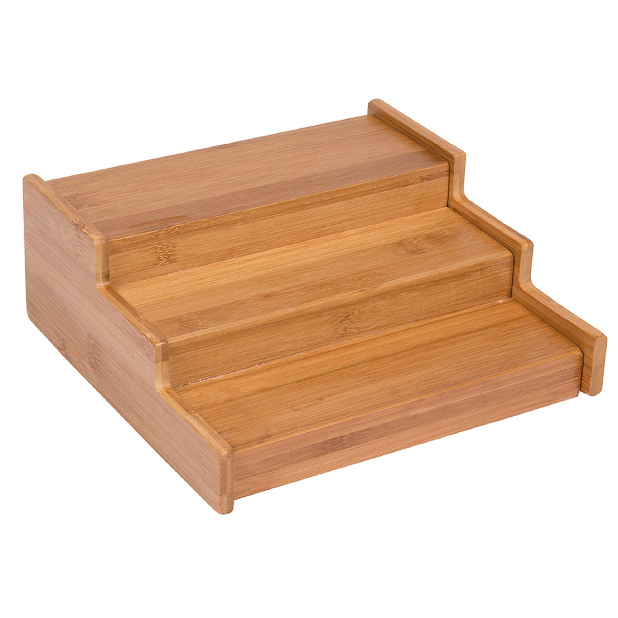 Trademark Innovations Bamboo Expandable 3-Tier Spice Rack and Cabinet Organizer, Natural, Small