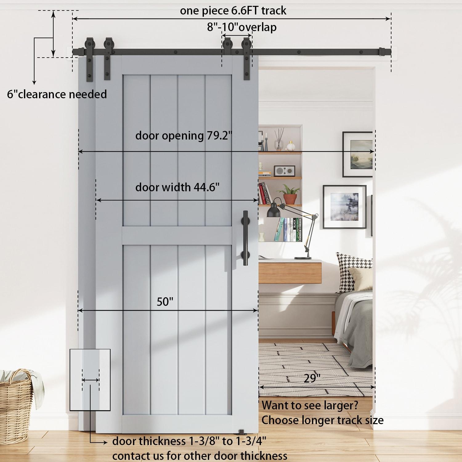 LAZ Single Bypass Double Door Barn Door Hardware Kit