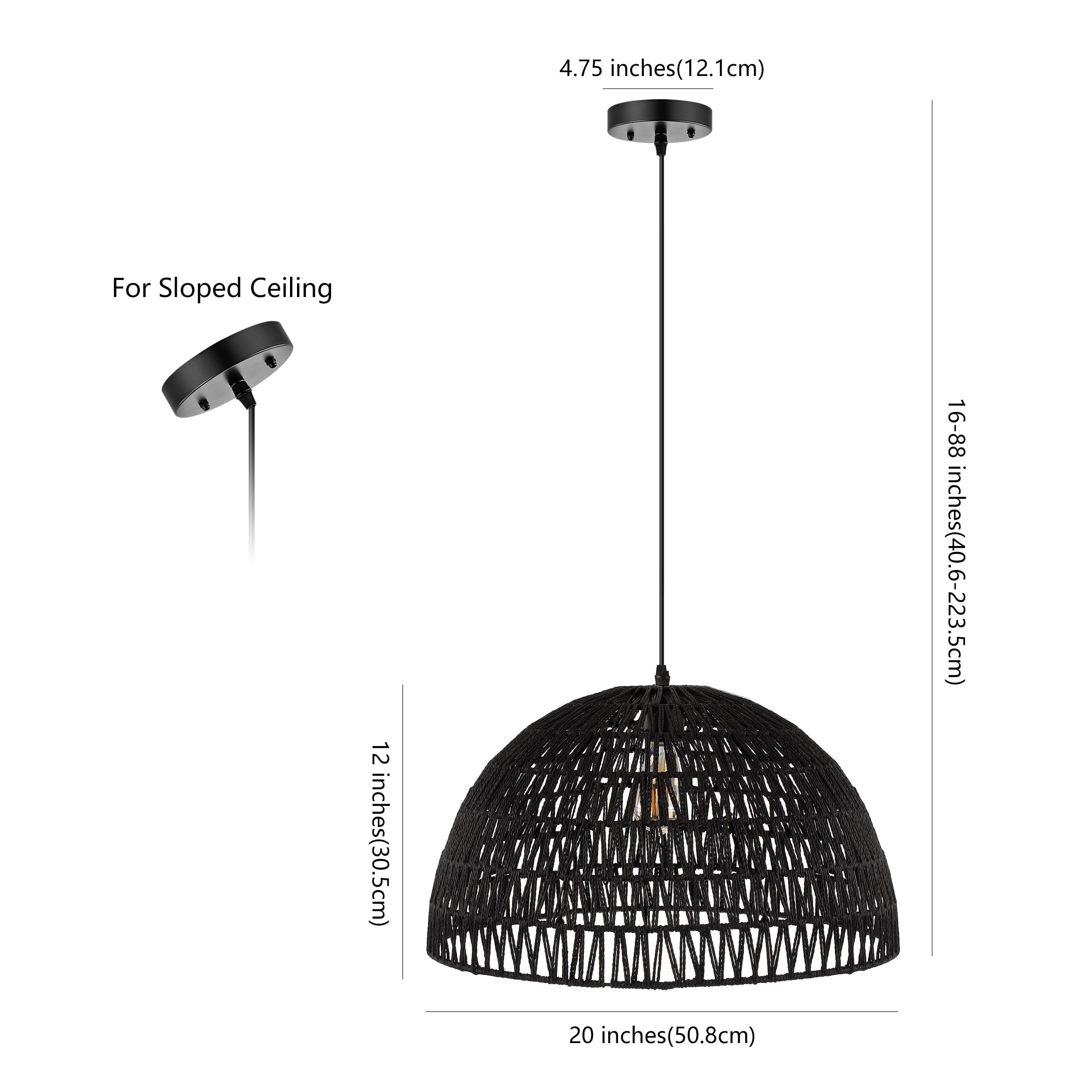 Campana 20" 1-Light Bohemian Modern Woven Rope/Iron LED Pendant, Black