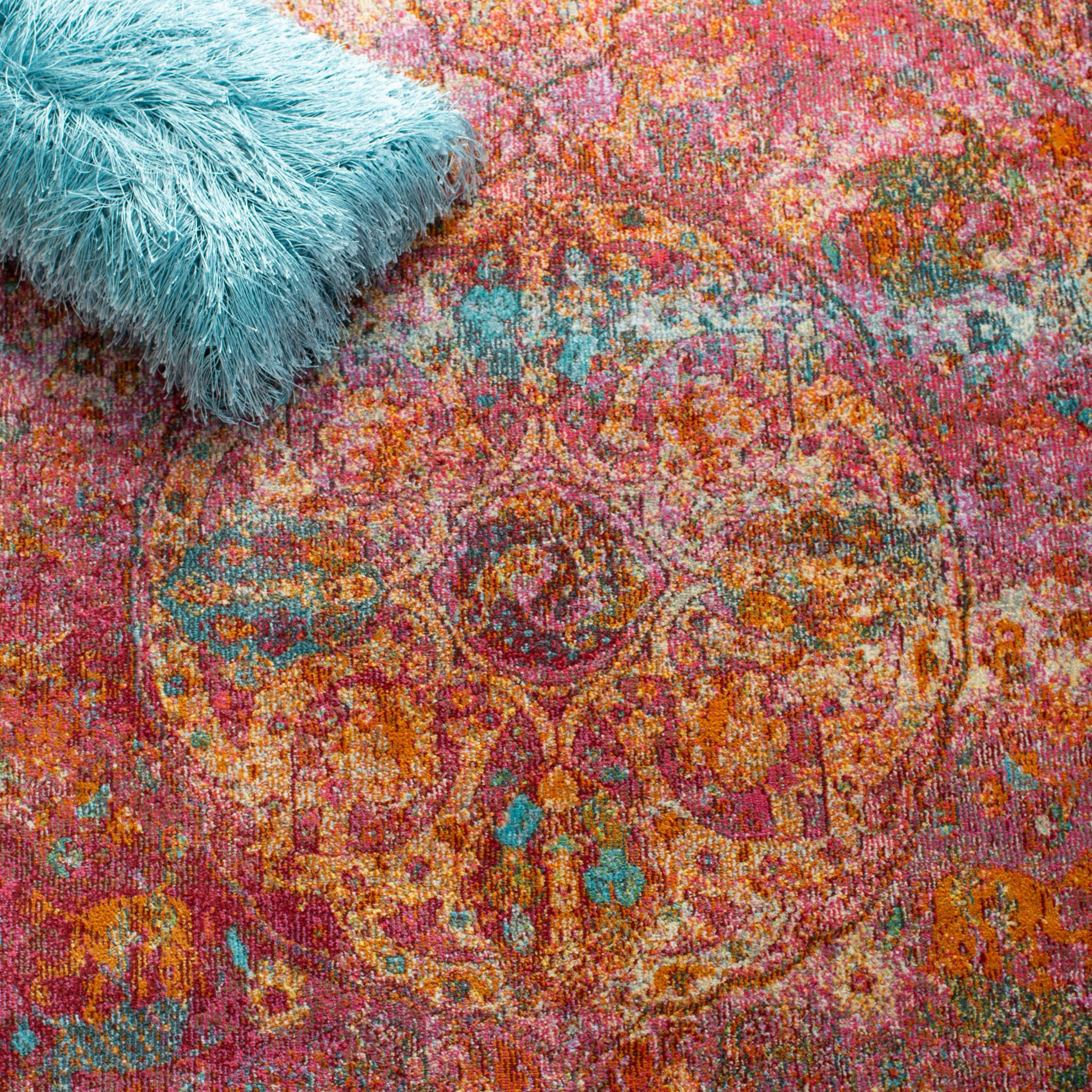 SAFAVIEH Luxor Metha Floral Bordered Area Rug, Fuchsia/Gold, 4' x 6'