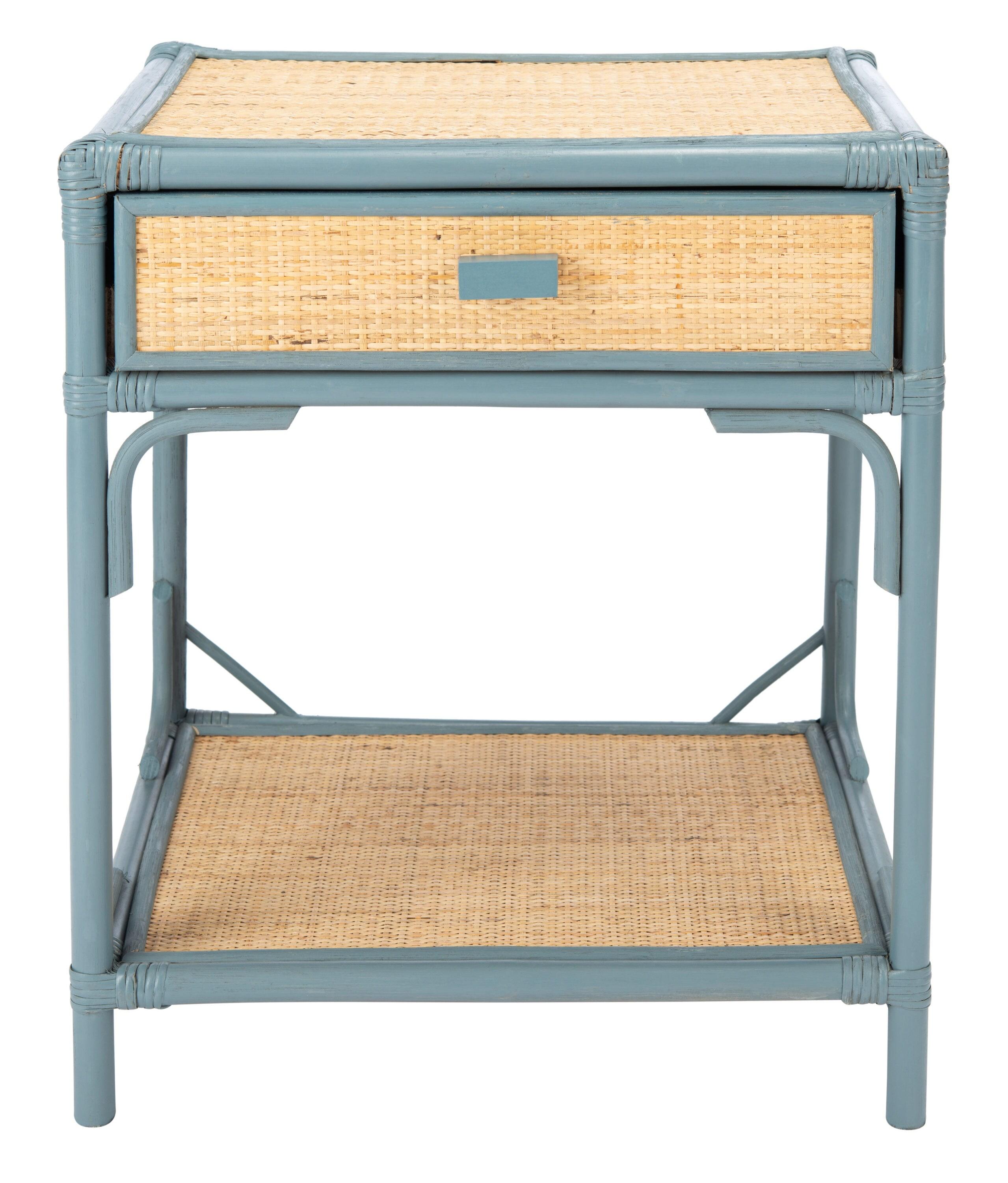 Roya 1 Drawer 1 Shelf Nightstand - Blue Grey/Natural - Safavieh.