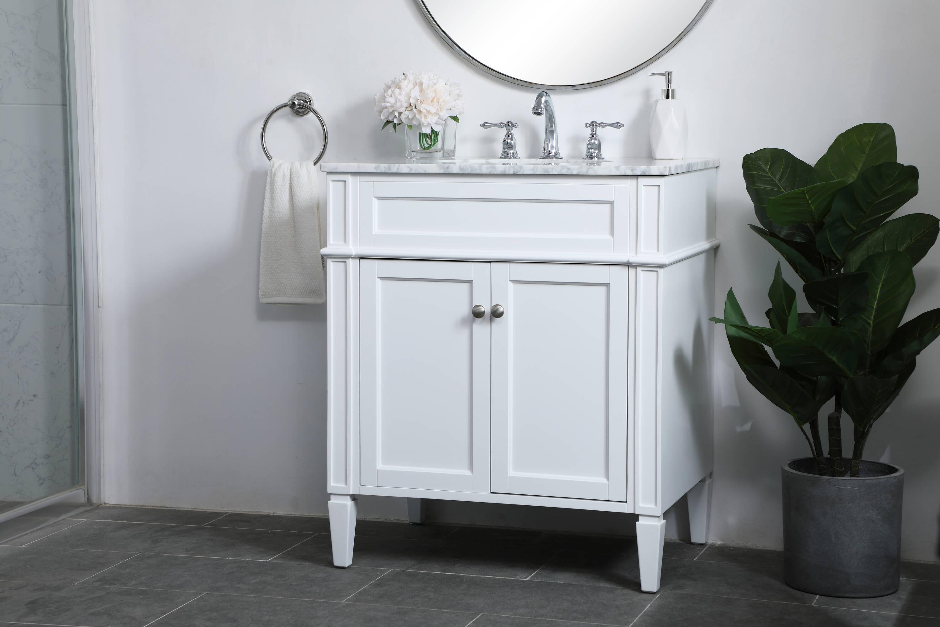 30 inch single bathroom vanity in White