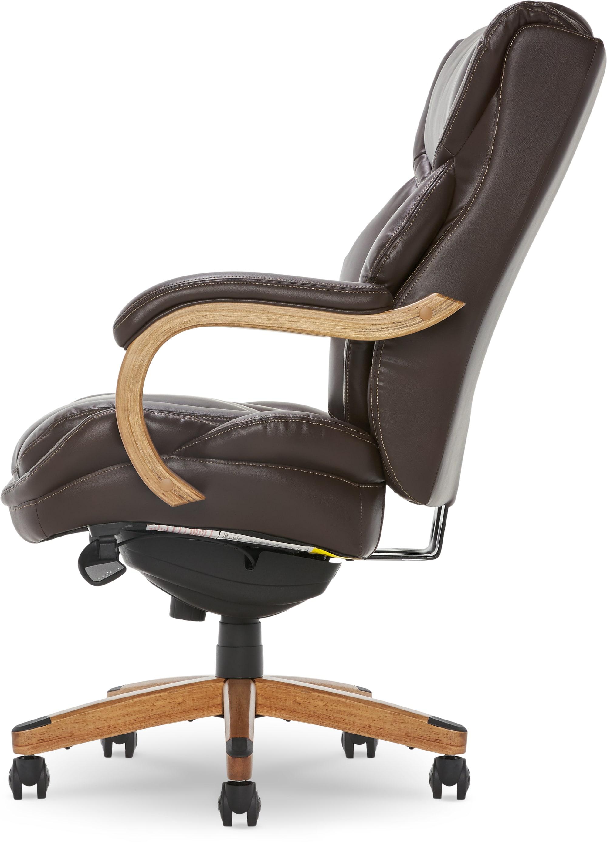 La-Z-Boy La-Z-Boy Harnett Big and Tall Executive Office Chair, Ergonomic High-Back Chair with Solid Wood Arms, ComfortCore with Memory Foam Cushions, Bonded Leather