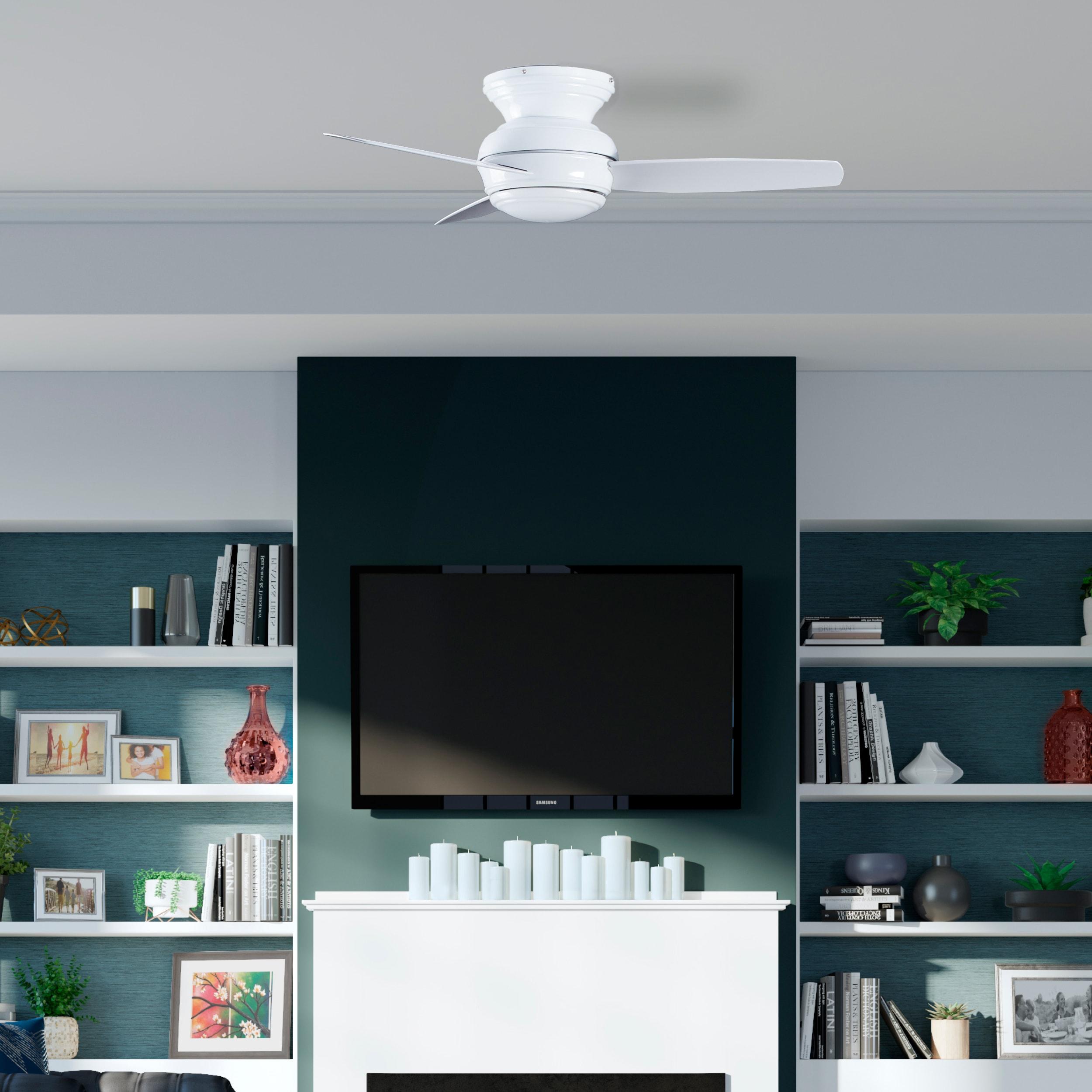 44" Minka Aire Vintage Hugger Outdoor Ceiling Fan with LED Light White Wet Rated for Patio Exterior House Porch Gazebo Garage Barn