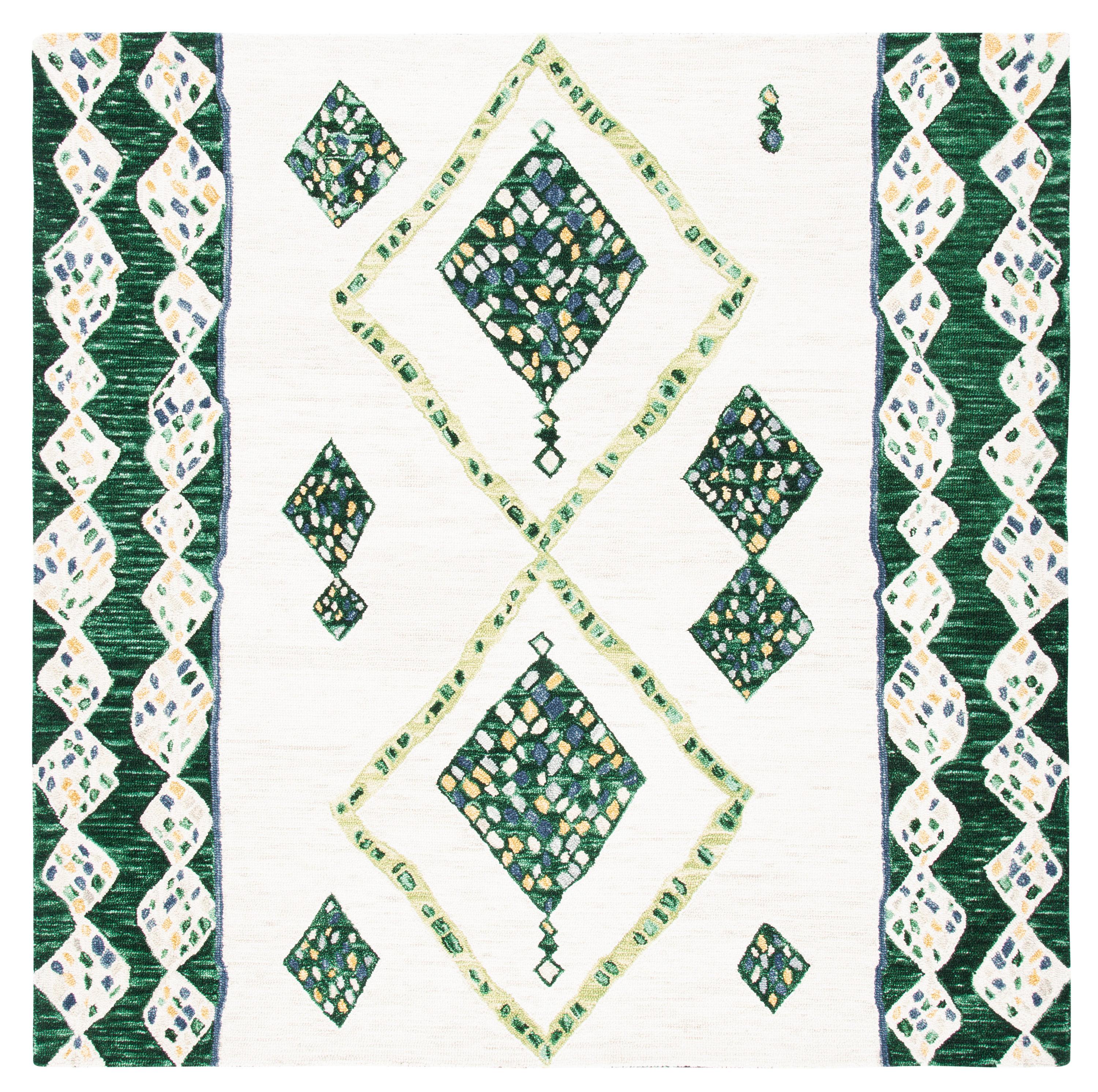 Aspen APN702 Hand Tufted Area Rug - Green/Ivory - 7'x7' - Safavieh.