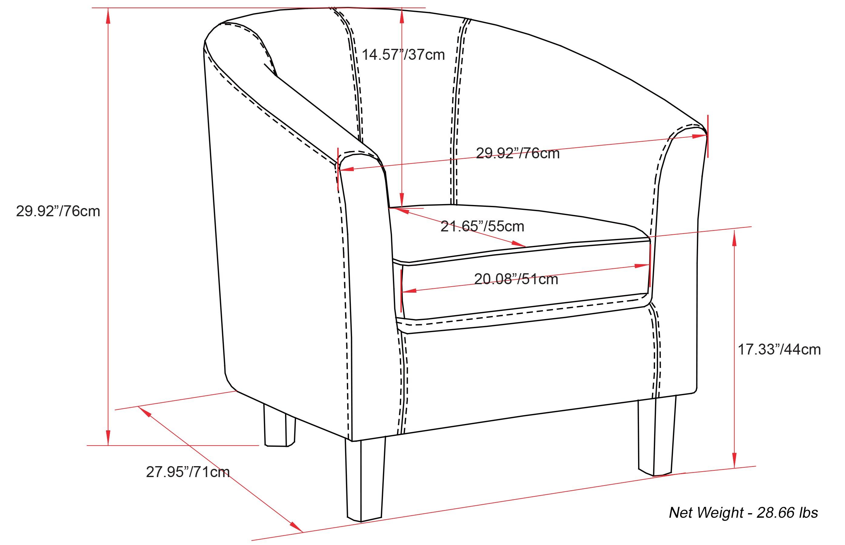 Simpli Home Austin 30"W Upholstered Vegan Faux Leather Contemporary Tub Accent Chair with High Arms and Deep Seat