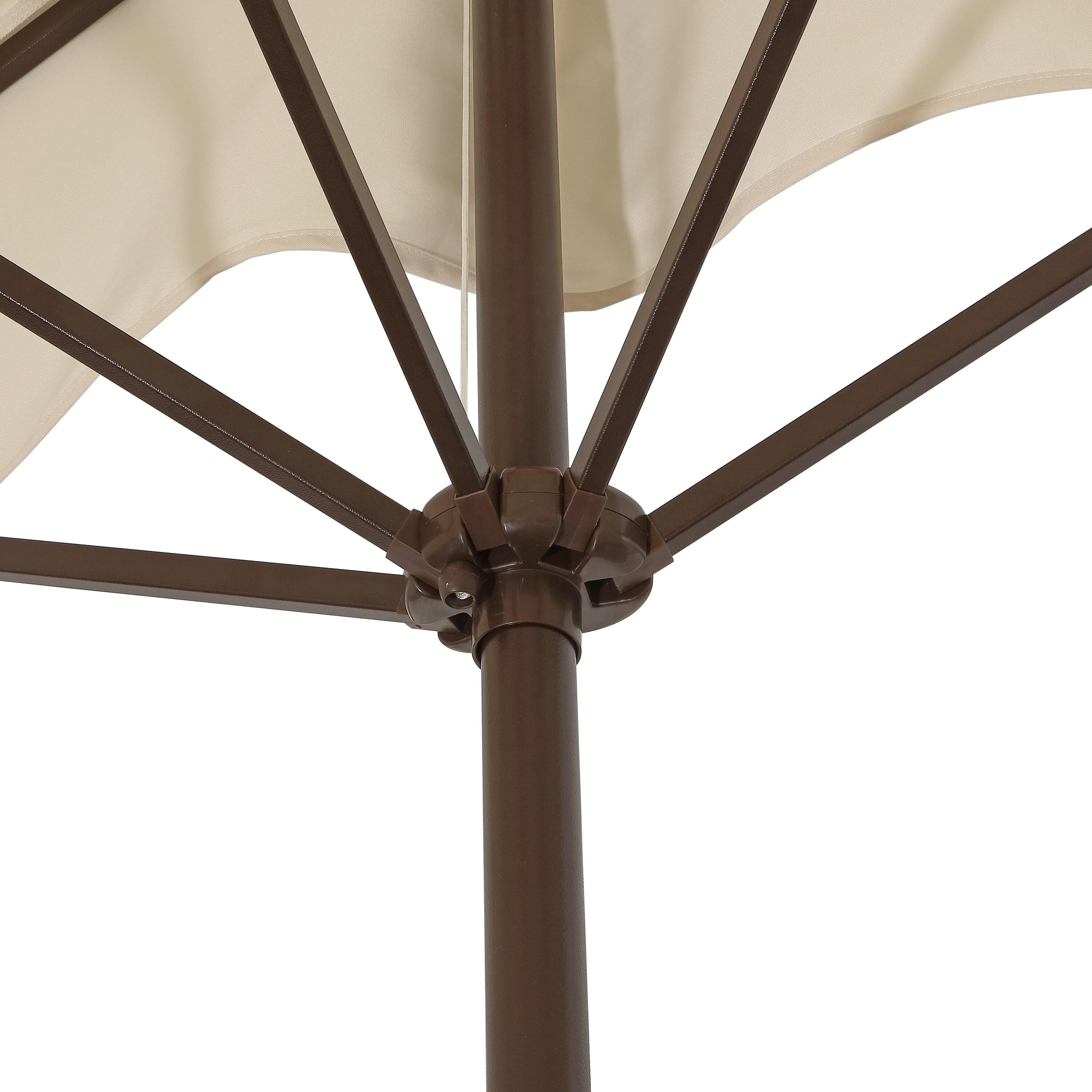 JONATHAN Y Sidney 9 ft. Classic MidCentury Rectangular Half Market Patio Umbrella with Crank, Wind Vent and UV Protection in Cream/White
