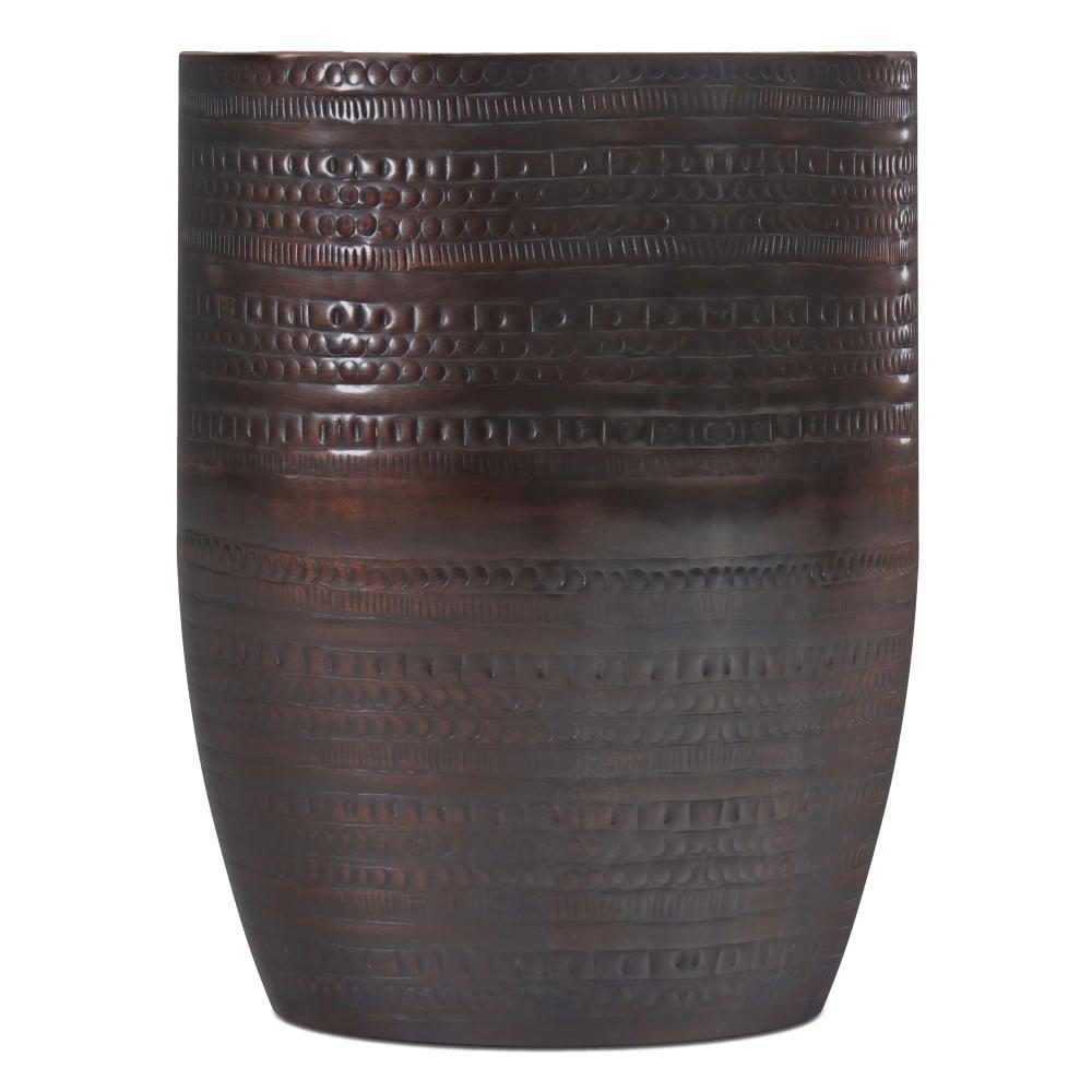 Bungalow Rose Johnsen 15"W Metal Industrial Boho Tribal Pattern Drum End Table with Textured Finish, Assembled